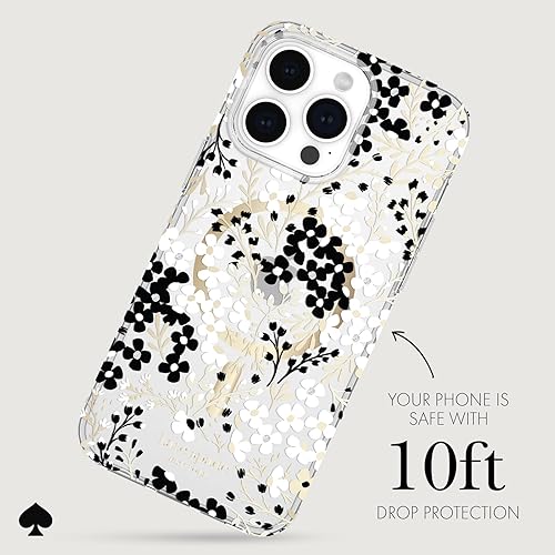 Miniatura 3 de Kate Spade New York - Funda para iPhone 15 Pro Max, compatible con MagSafe, diseño floral en blanco y negro
