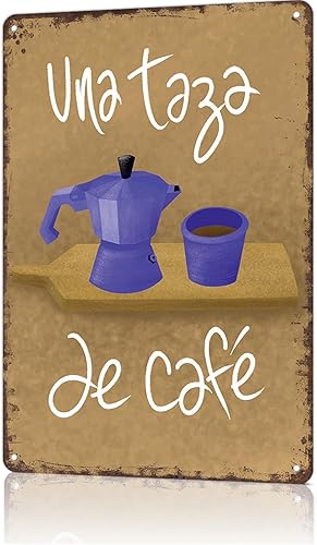 Cartel de metal vintage divertido Una taza de café - Cartel de estaño para decoración de oficina de garaje de 8 x 12 pulgadas
