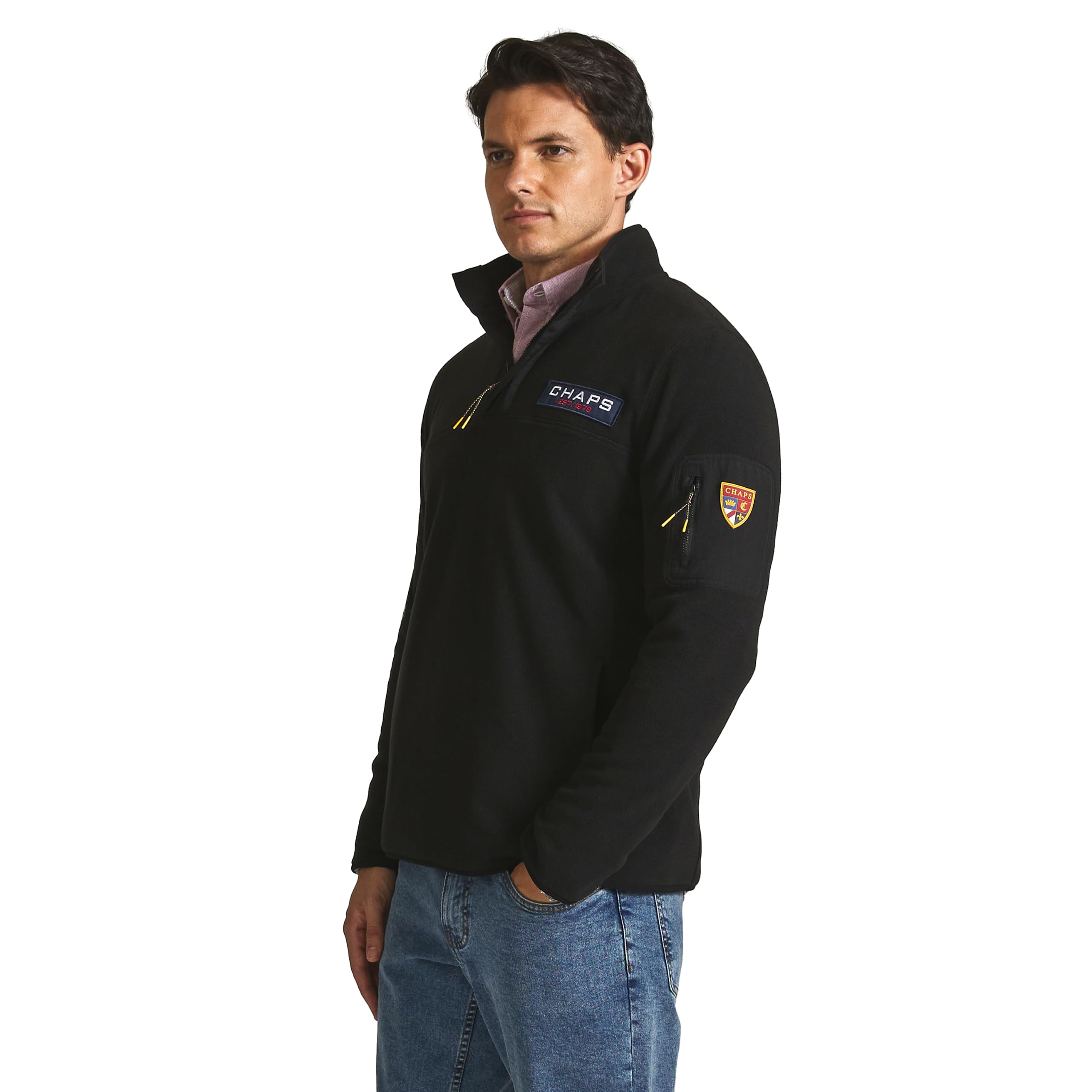 Chaps Heritage Herren-Sweatshirt mit Stehkragen, Polarfleece, Viertelreißverschluss