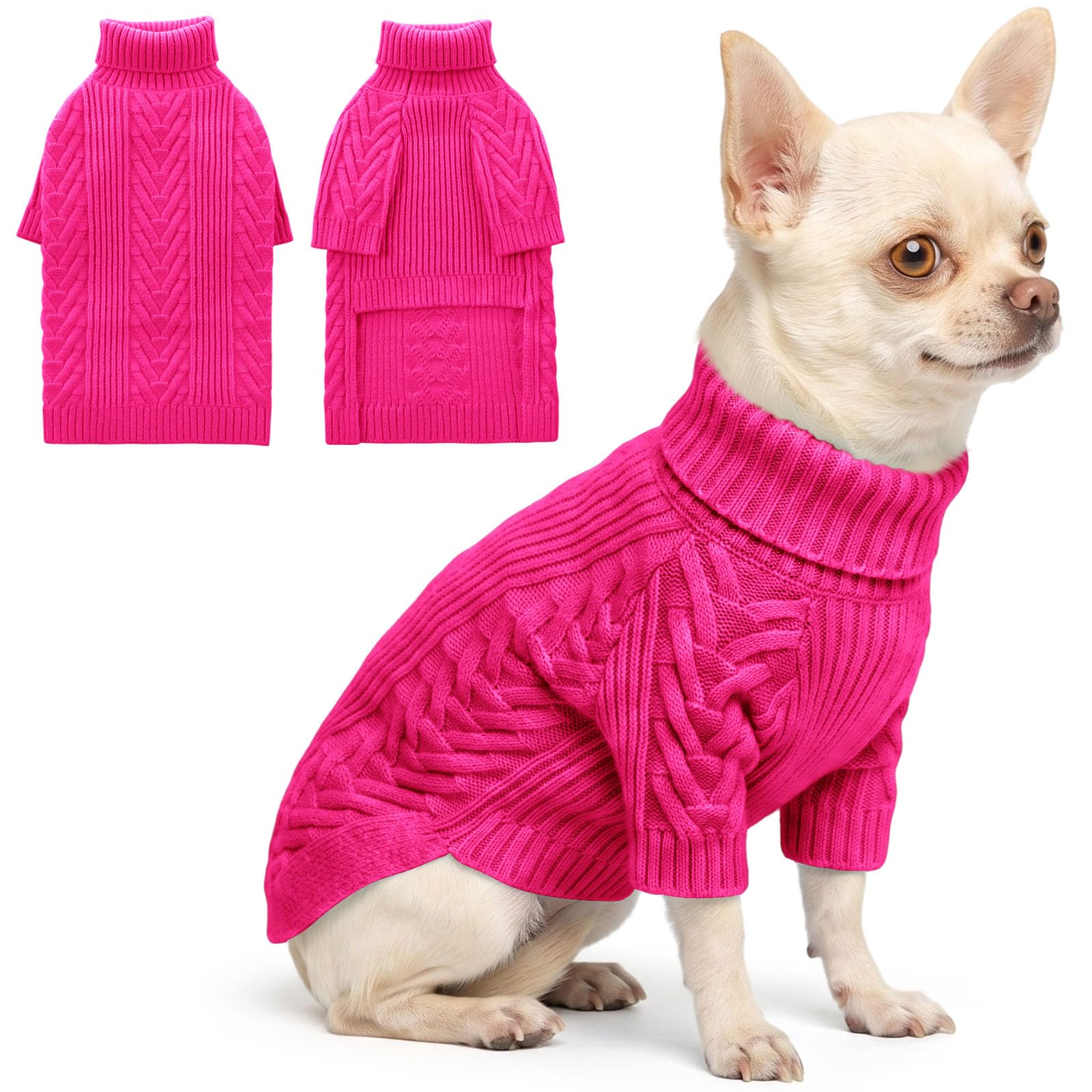 ASENKU Dog Sweater for Small Dogs, Turtleneck Dog Sweater for Yorkie