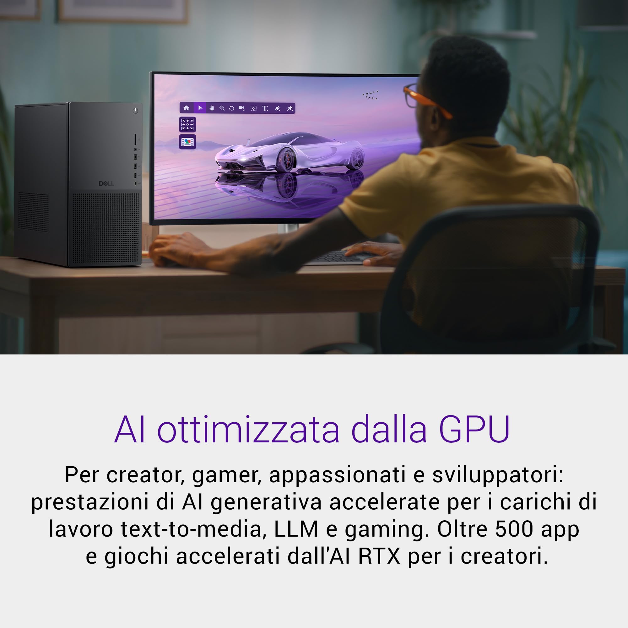 Dell Tower Plus EBT2250 Desktop - Intel Core Ultra 7 Series 2, 16GB RAM, 1TB SSD, NVIDIA GeForce RTX 5060, Wi-Fi 7, HDMI, Thunderbolt 4, McAfee Business Protection 1 anno, Windows 11 Pro, Grafite