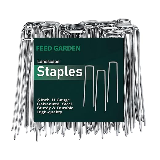 FEED GARDEN 6 Inch 50 Pack Hot-dip Galvanized Landscape Staples Plant Cover Stakes 11 Gauge Tent Stakes Garden Stakes Landscaping Fabric SOD Pins Yard Stakes for Decoration Weed Barrier Fabric