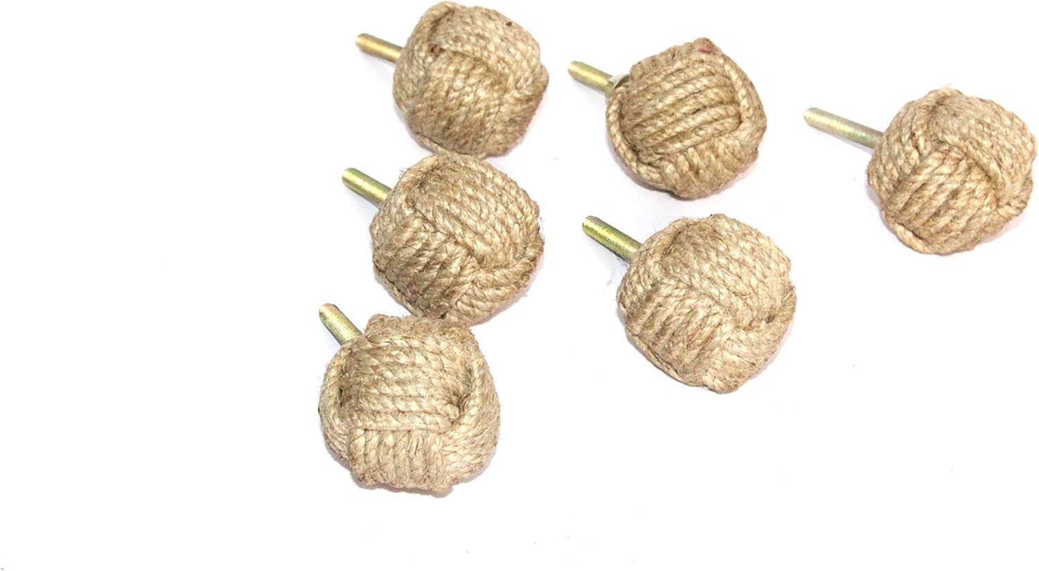 5MOONSUN5's Jute Rope Door Knobs/Rope Knot Drawer Pulls and Knobs/Pull and Push Handle Knobs for Cabinets, Wardrobes & Cupboards/Nautical Hardware Decor, 35 mm (Pack of 6)