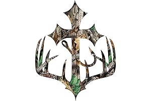 Cross Hunting Deer and Fish Hook Camo Decal