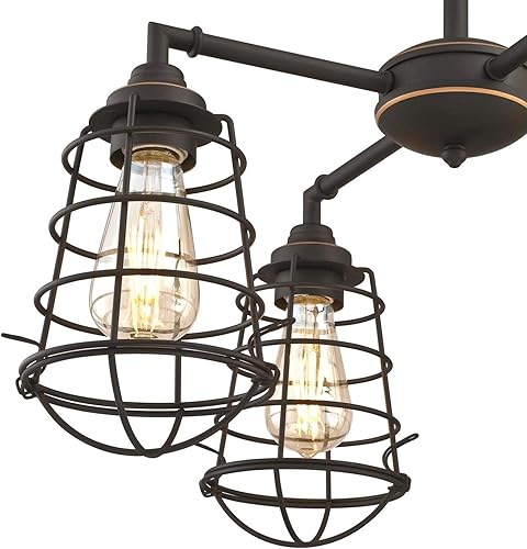 Miniatura 3 de Westinghouse Lighting 6367000 Nolan - Lámpara de techo de cuatro luces para interiores, semiempotrada, acabado de bronce aceitado con pantallas de