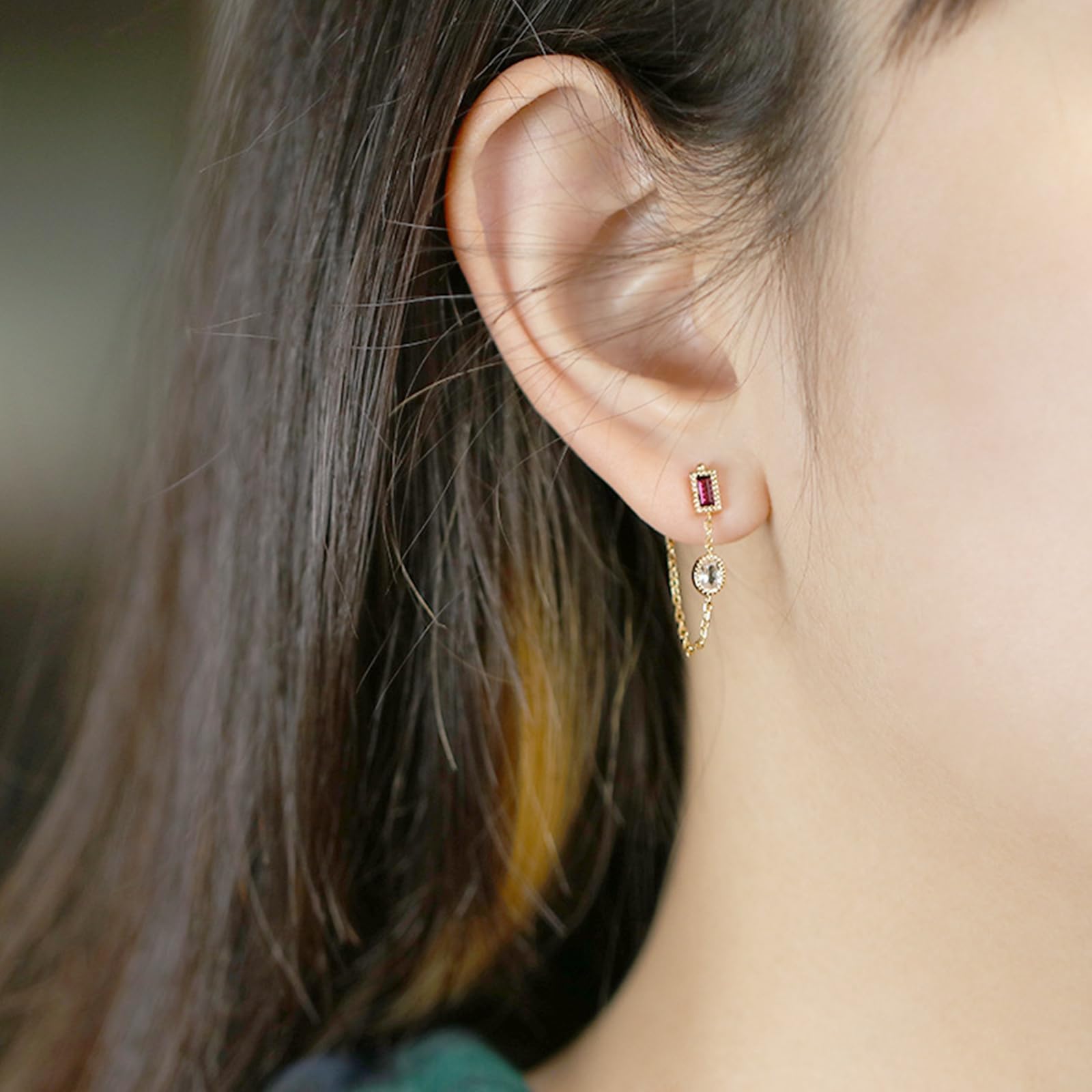 Pendientes vintage para mujer, diseño de granate y topacio