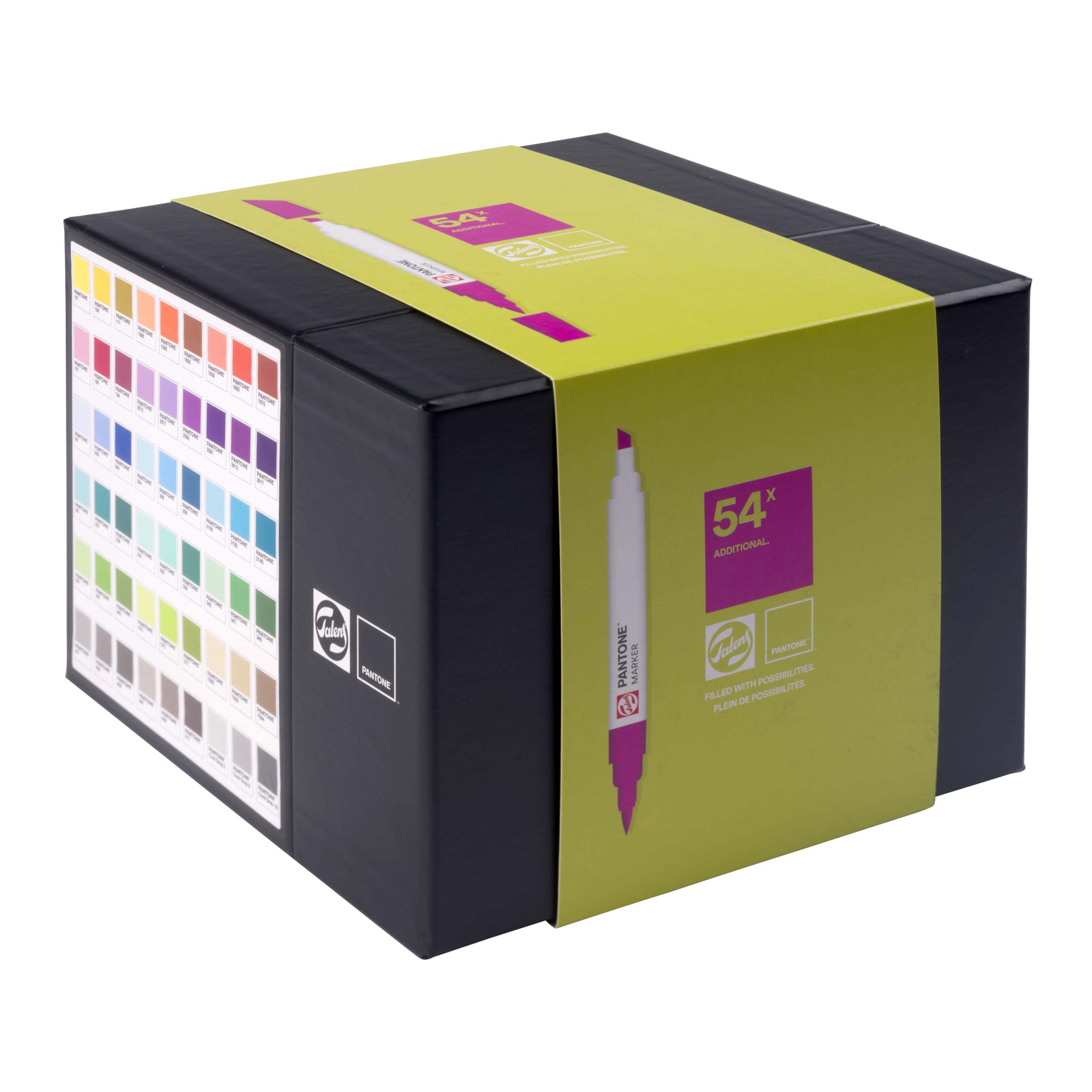 Talens | Pantone Marker Set of 54 Additional | Dual-Tip Pens with Brush and Chisel Nib | Water-Based, Pigmented Ink in Pantone Colors