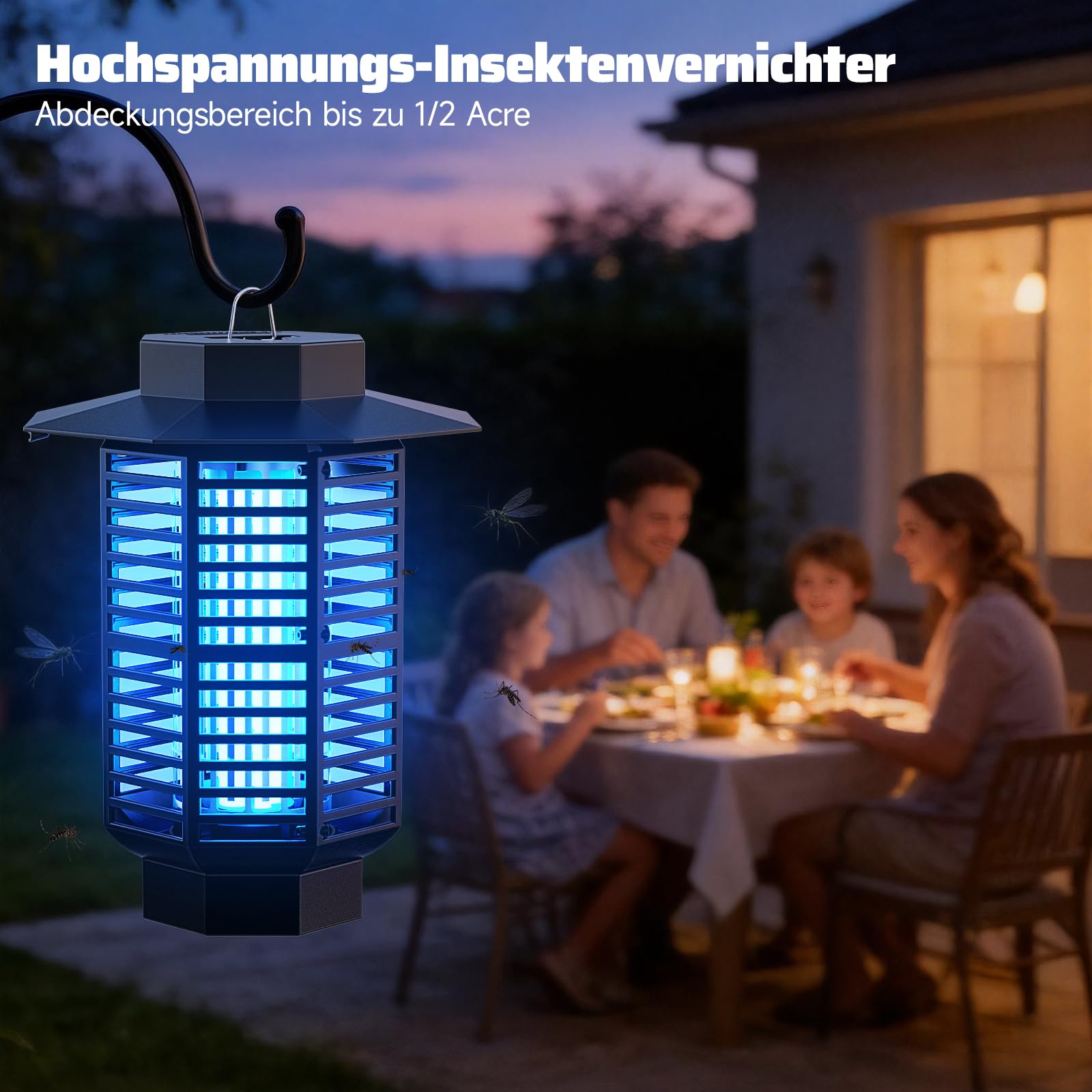 Insektenvernichter Elektrisch 4200V,Mückenlampe 18W UV Licht,IPX4 Wasserdichte Fliegenfalle Elektrisch Mückenfalle für Innen & Außenbereich,Insektenfänger gegen Mücken,Fliegen,Wespen