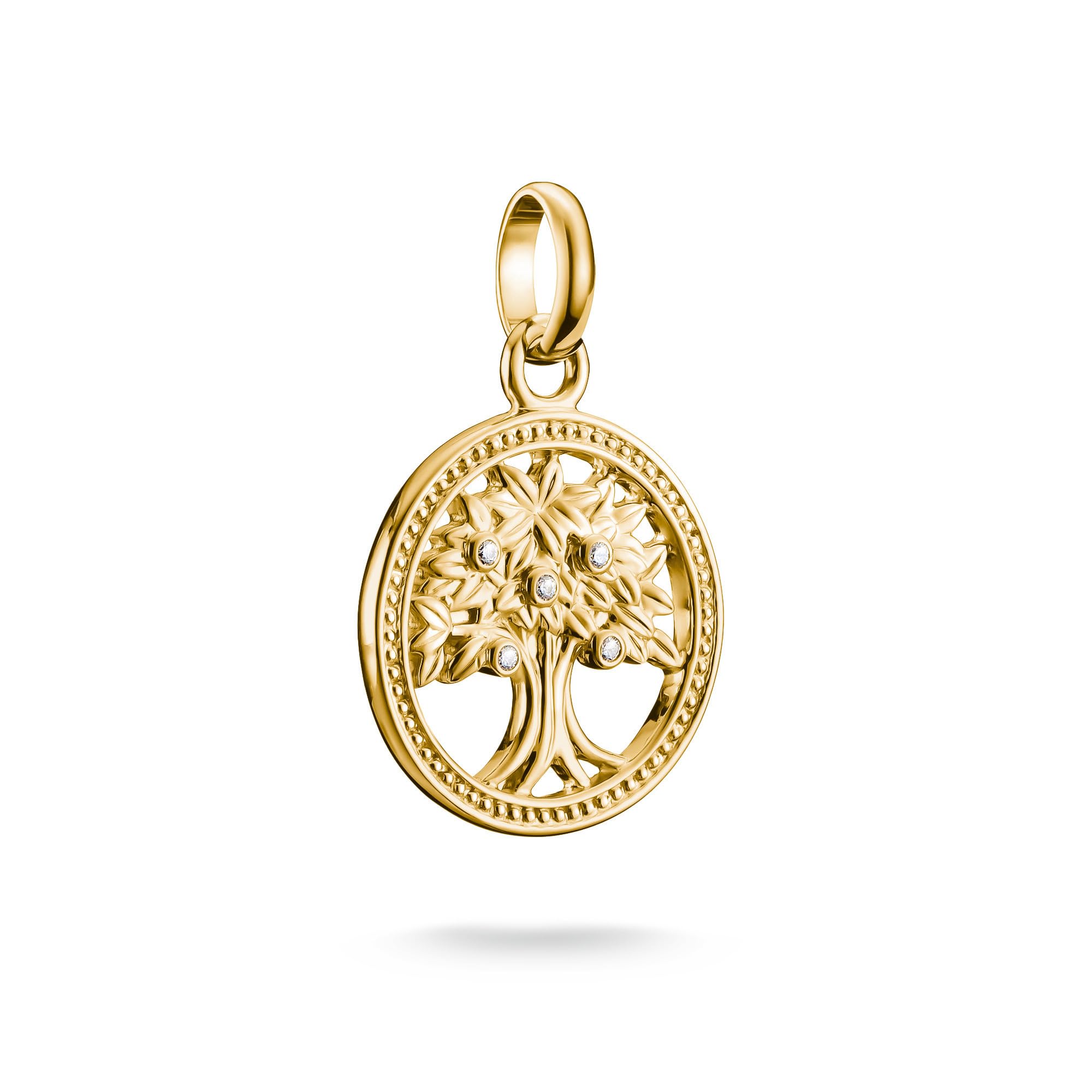 Thomas Sabo Women's Gold Charm Club Connect Tree Of Love With Cz Tone Charm Pendant 2.4 X 1.6Cm