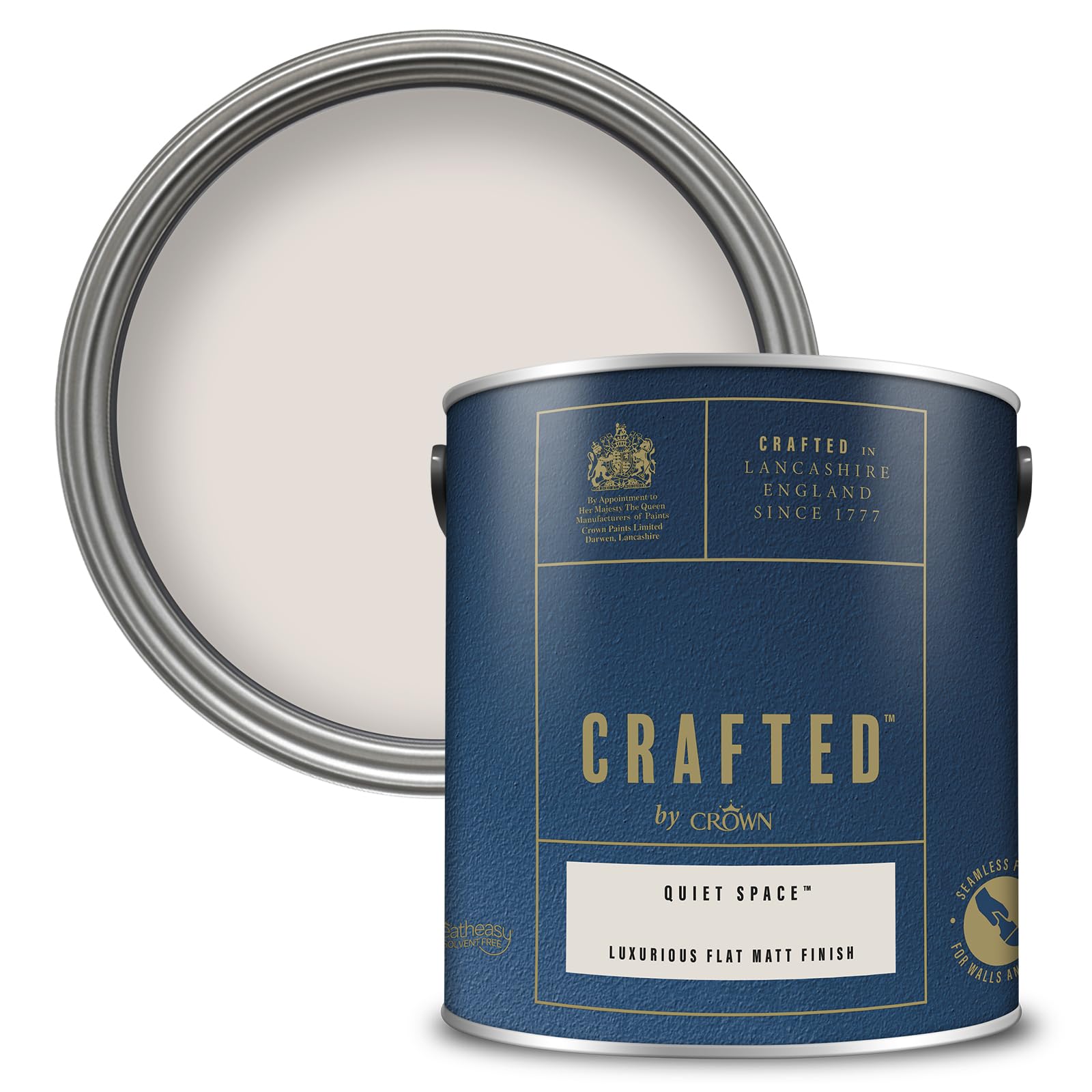 Crown PAINT CRAFTED Quiet Space Velvety Flat Matt Emulsion Paint - Use on Walls, Ceilings and Wood - Artisanal Finish, Luxurious, Thick and Creamy, Low Odour - 2.5L