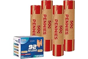Heavy Duty 1-Cent Penny Coin Roll Wrappers Cartridge-Style Coin Roller Tubes