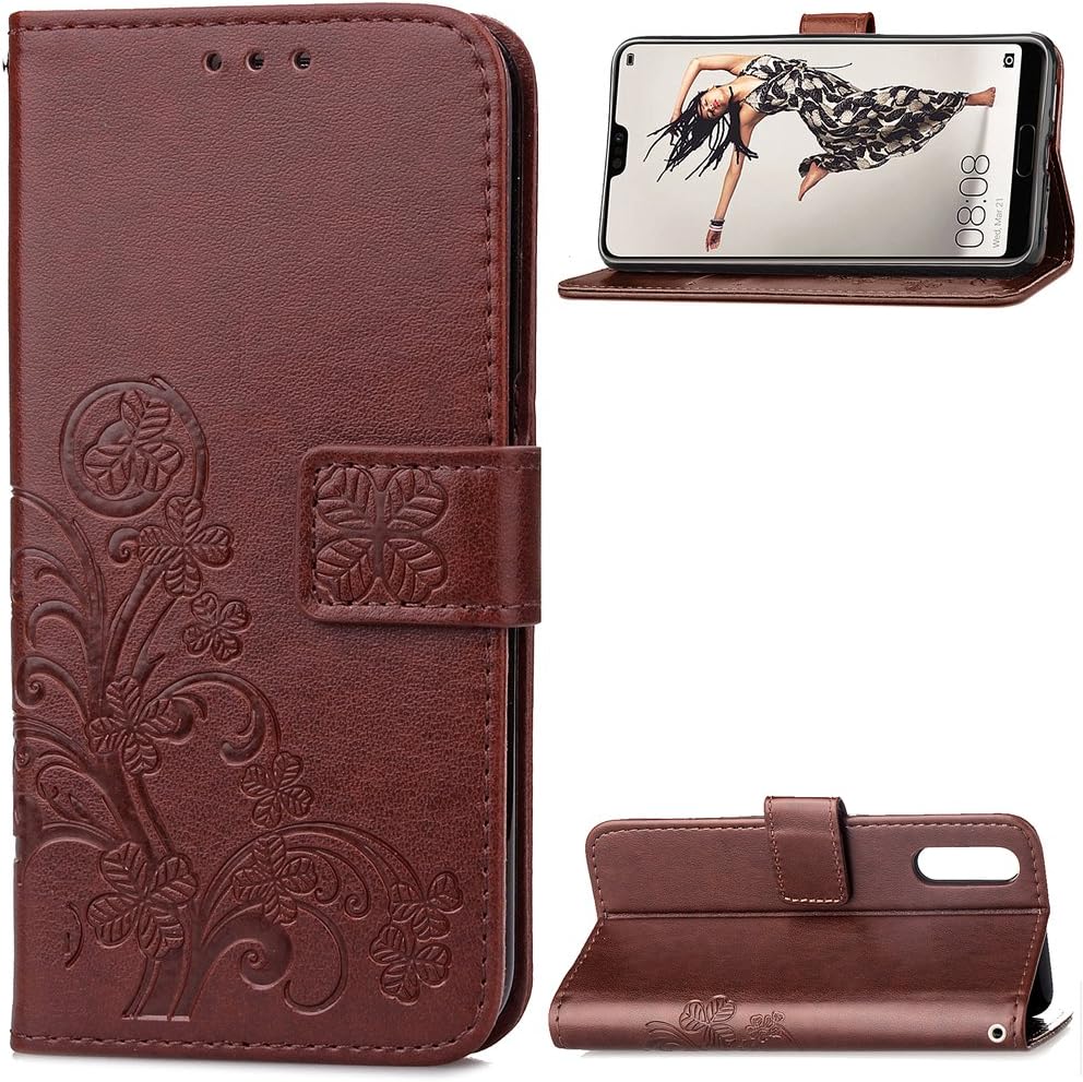 Dazzled Premium Quality Leather Book Style Wallet Flip Case Cover With Credit Card & Money Slots For Huawei P20 Lite (BROWN)