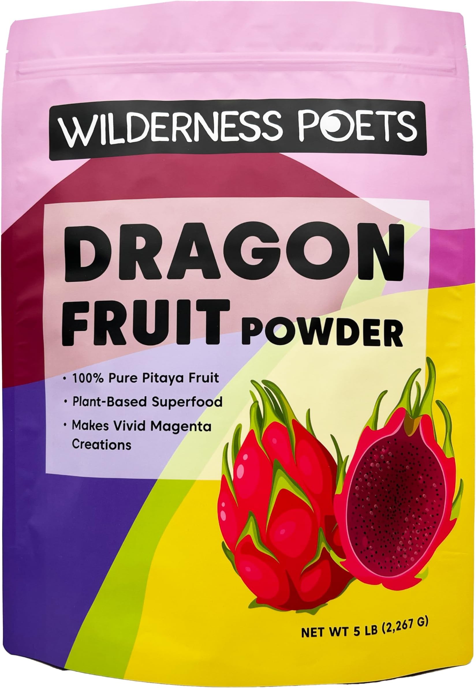 Wilderness Poets Freeze Dried Dragon Fruit Powder - Pitahaya Powder (80 Ounce - 5 Pound)