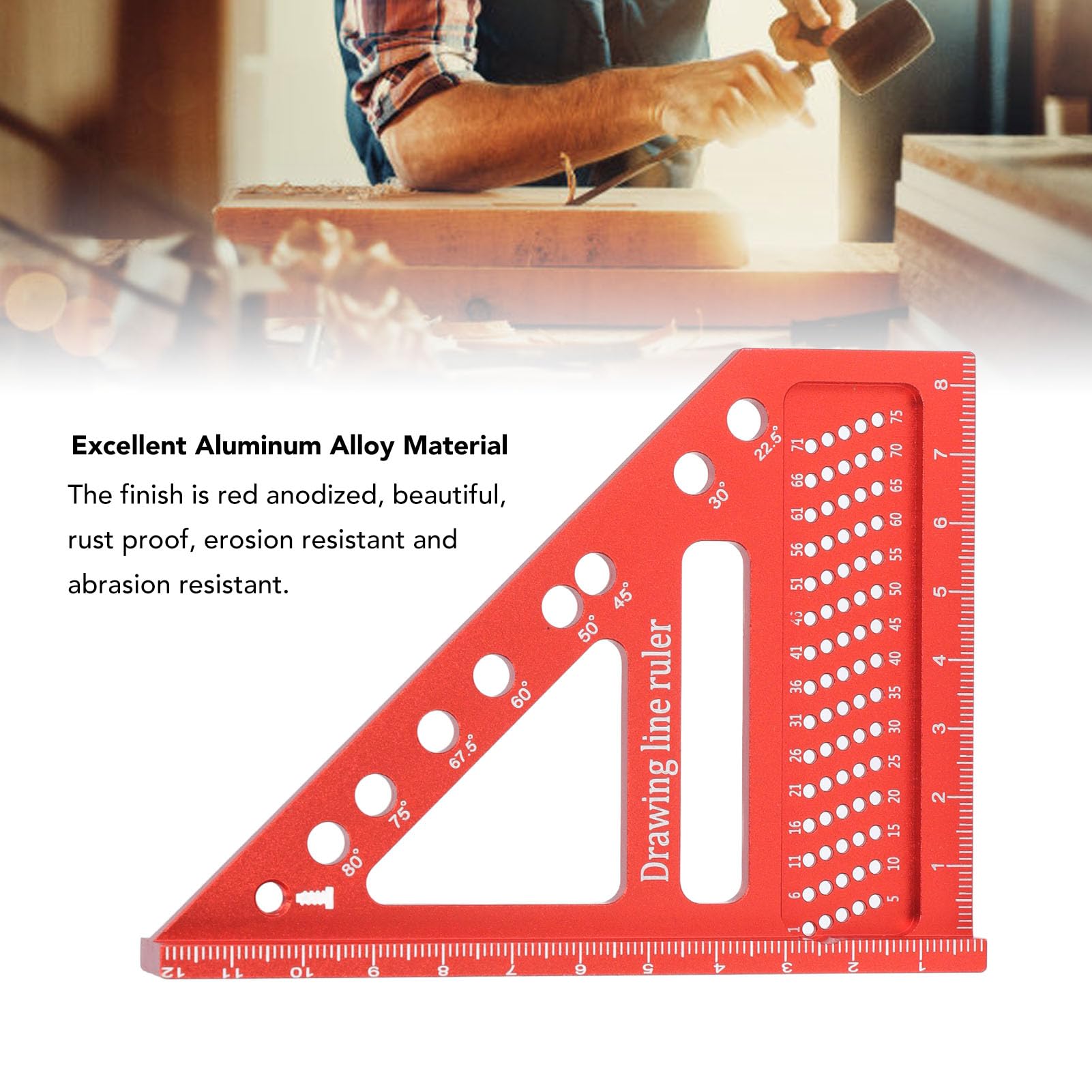 Small Carpenter Square Aluminum Alloy Small Carpenter Square, Engraved Scale Mini Triangle Square Ruler Lightweight and Portable for Woodworking, Engineering and Construction