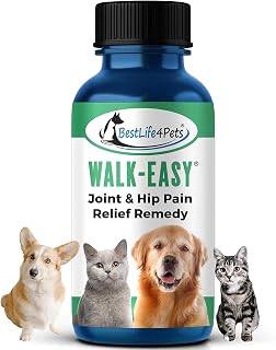 BestLife4Pets Walk-Easy Hip and Joint Supplement for Dogs & Cats - Arthritis Pain Relief and Anti-inflammatory Support Pills for Dogs & Cats Joint Pain Relief - Easy to Use Natural Pills