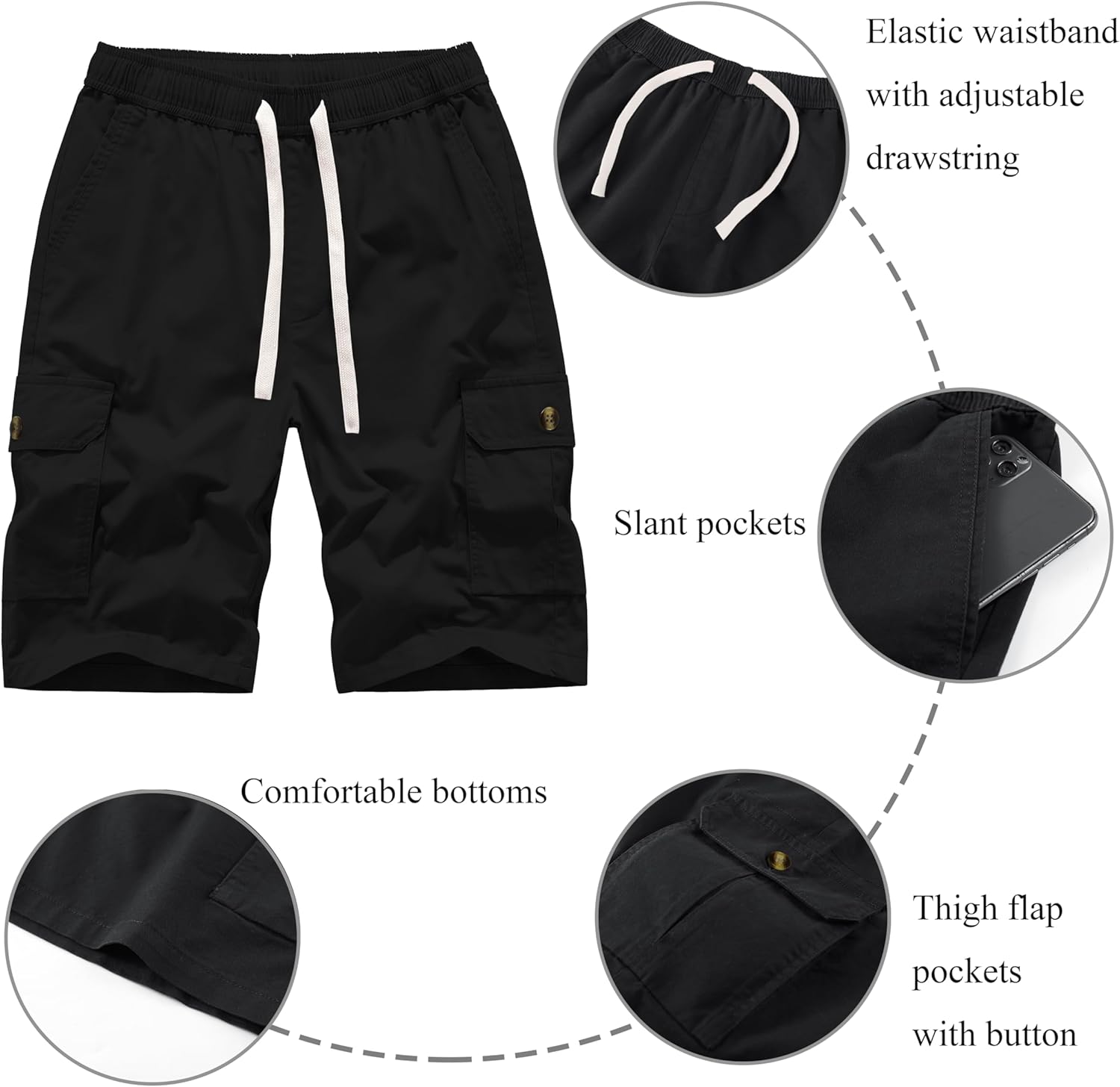 VtuAOL Women's Cargo Shorts Elastic Waist Comfy Cotton Loose Fit Shorts - Image 2