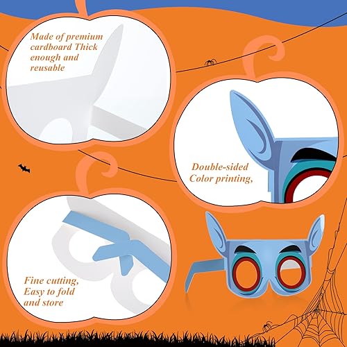 Miniatura 3 de Clabby 36 vasos de papel de Halloween, divertidos regalos de anteojos de fiesta, decoraciones de bruja y murciélago para niños y adultos, disfraz de