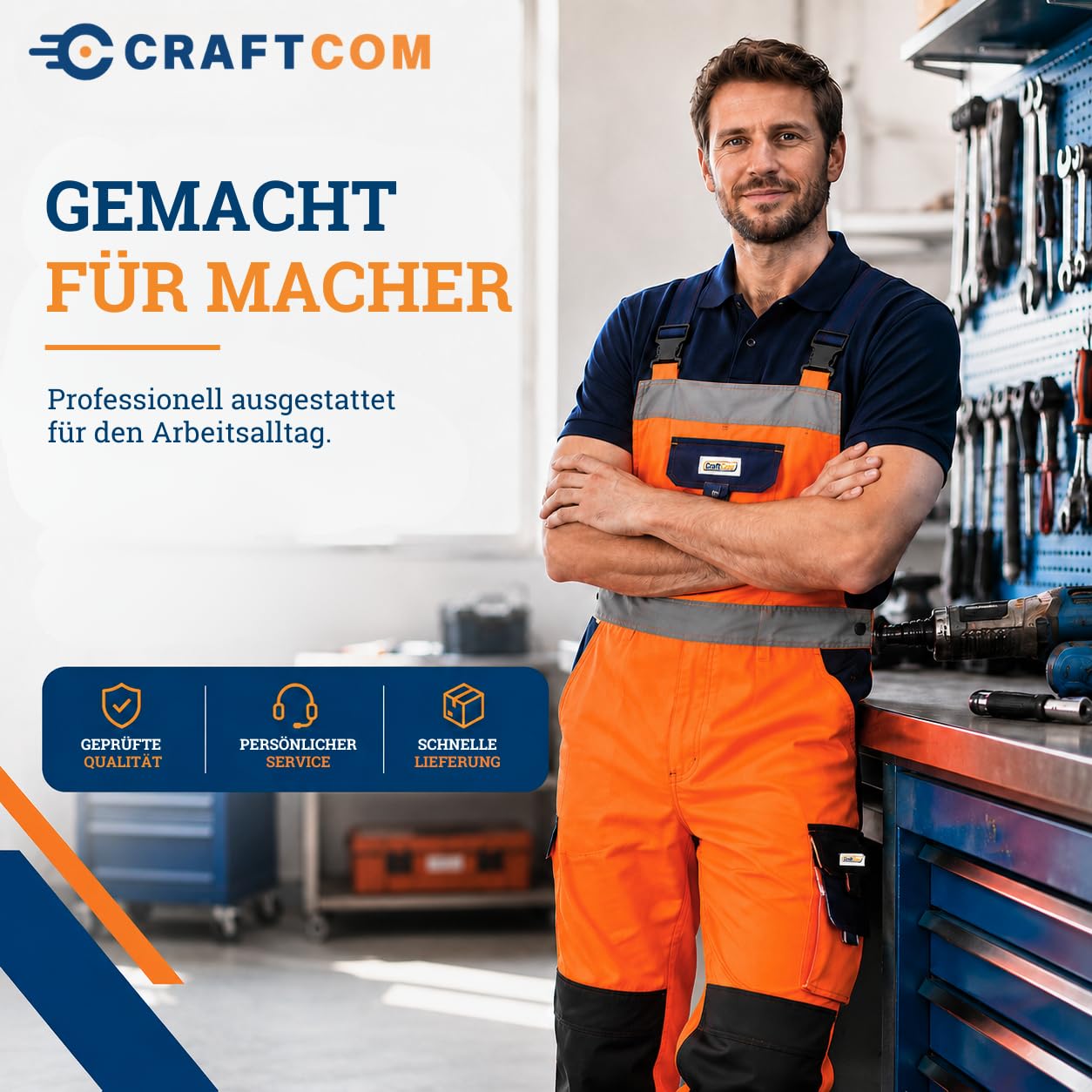 Generisch CraftGear® Salopette de travail pour homme - Longue salopette de travail réfléchissante avec bretelles pour l'extérieur