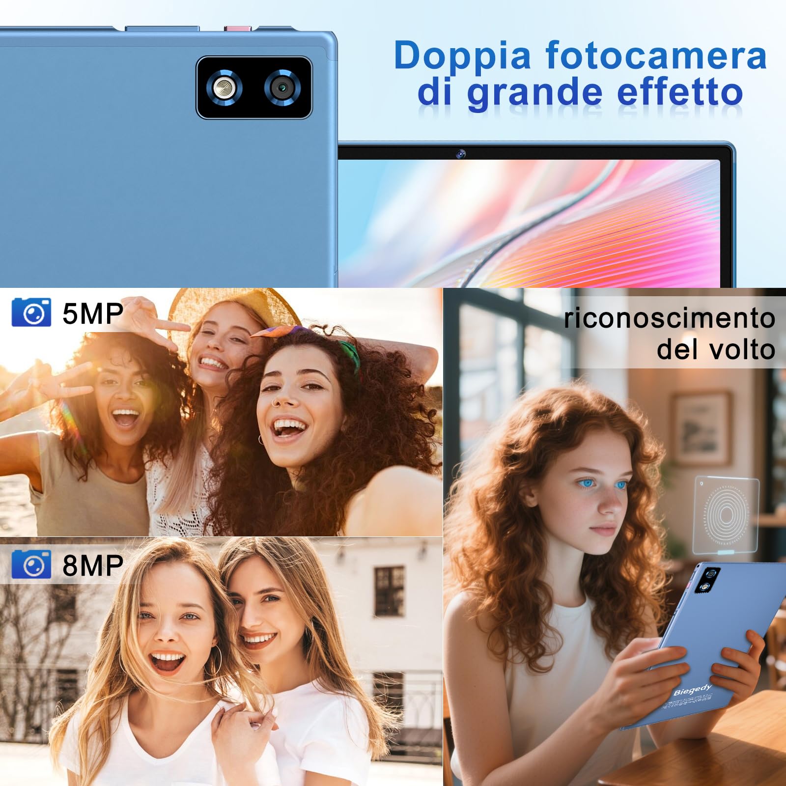 2026 Tablet 10 pollici Android 15 Gemini AI, 30 GB RAM + 128 GB ROM (TF 2TB) | 8000 mAh | octa-core | Widevine L1 | 5 + 8 MP | 1280 * 800 pixel | GMS, GPS, Wi-Fi 6 5G, BT 5.0, Tablet 2-in-1-blu