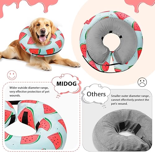Miniatura 67 de MIDOG Inflatable Dog Cone Alternative for After Surgery - Soft Protective Donut Collar Prevents Licking, Comfortable Recovery E-Collar Alternative