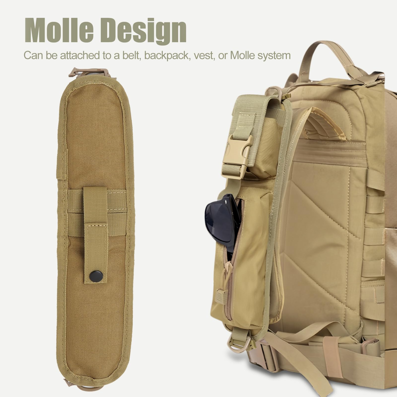 Borsa a tracolla tattica in nylon 1000D, borsa per attrezzi da esterno per zaino, tracolla, accessori da caccia, borsa lunga per torcia e attrezzatura EDC - 3