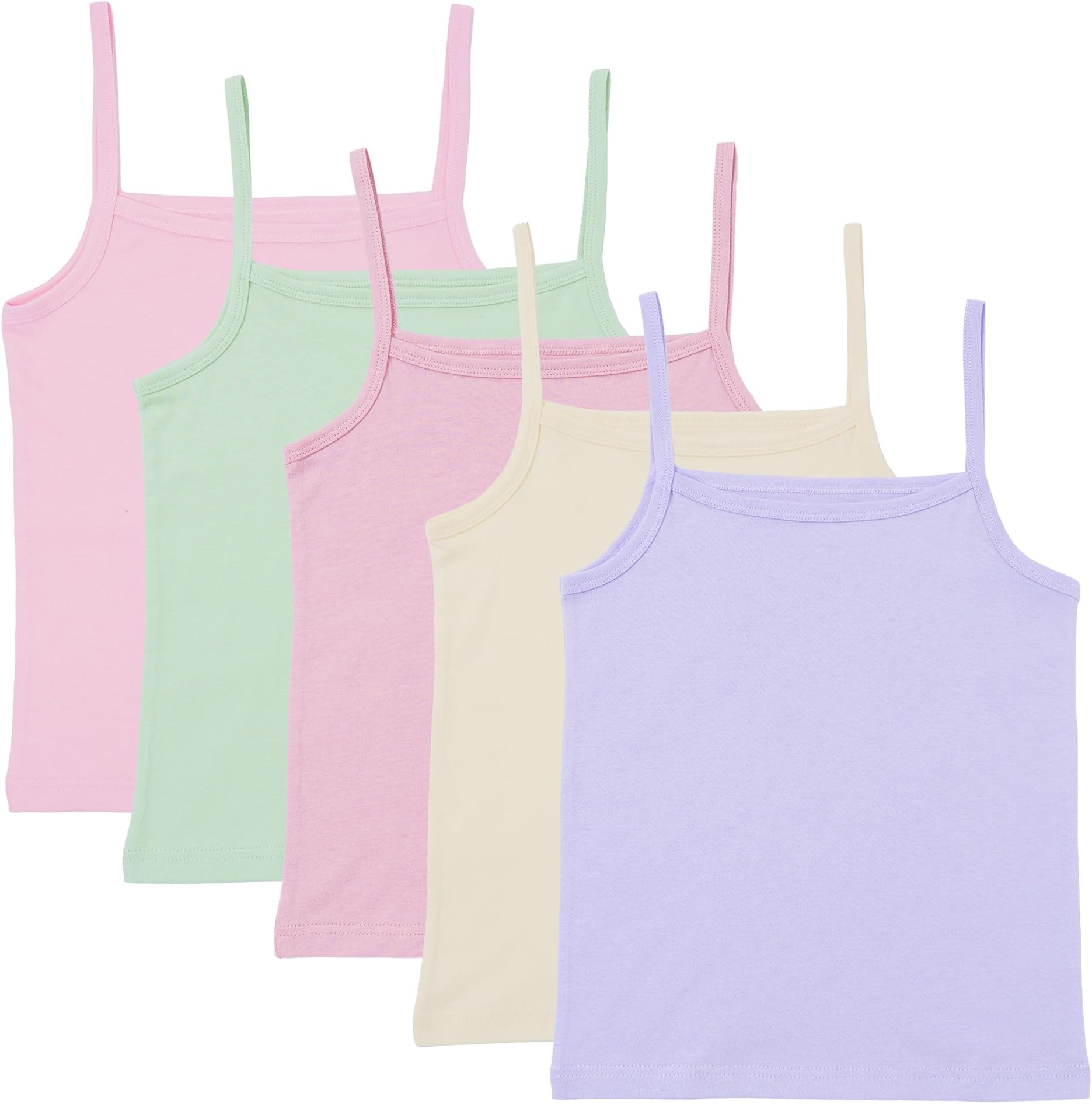 Girls 5 Pack Cami Vests Underwear Sleeveless Kids 100% Cotton Size 4-13 Years