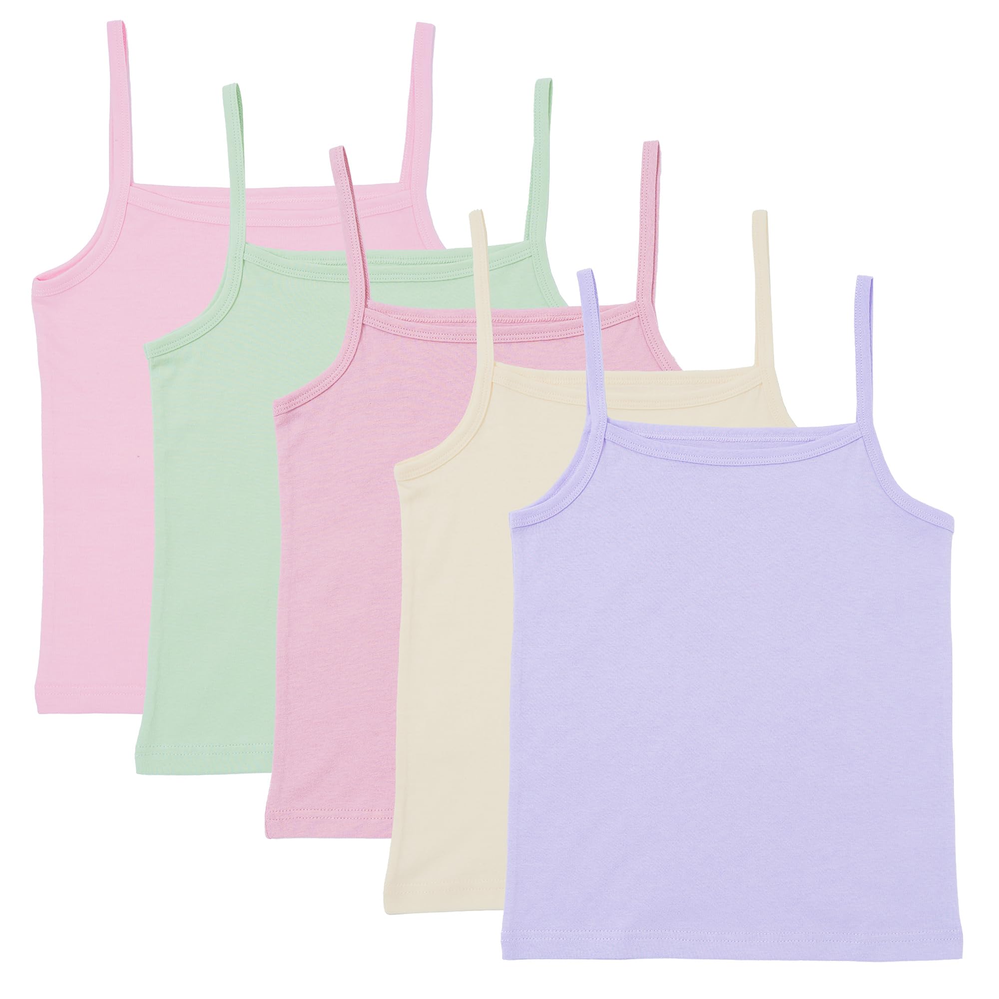 Girls 5 Pack Cami Vests Underwear Sleeveless Kids 100% Cotton Size 4-13 Years