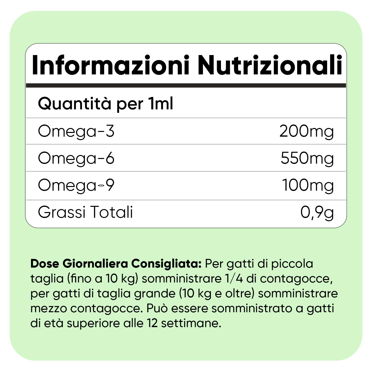 Olio di Semi di Canapa per Gatti, 100% Puro, Pressato a Freddo, Fonte di Omega 3, 6, 9, Gocce da 60ml, Adatto a Tutte le Razze, da 12 Settimane di Età, Completamente Privo di Additivi, Prodotto in UE