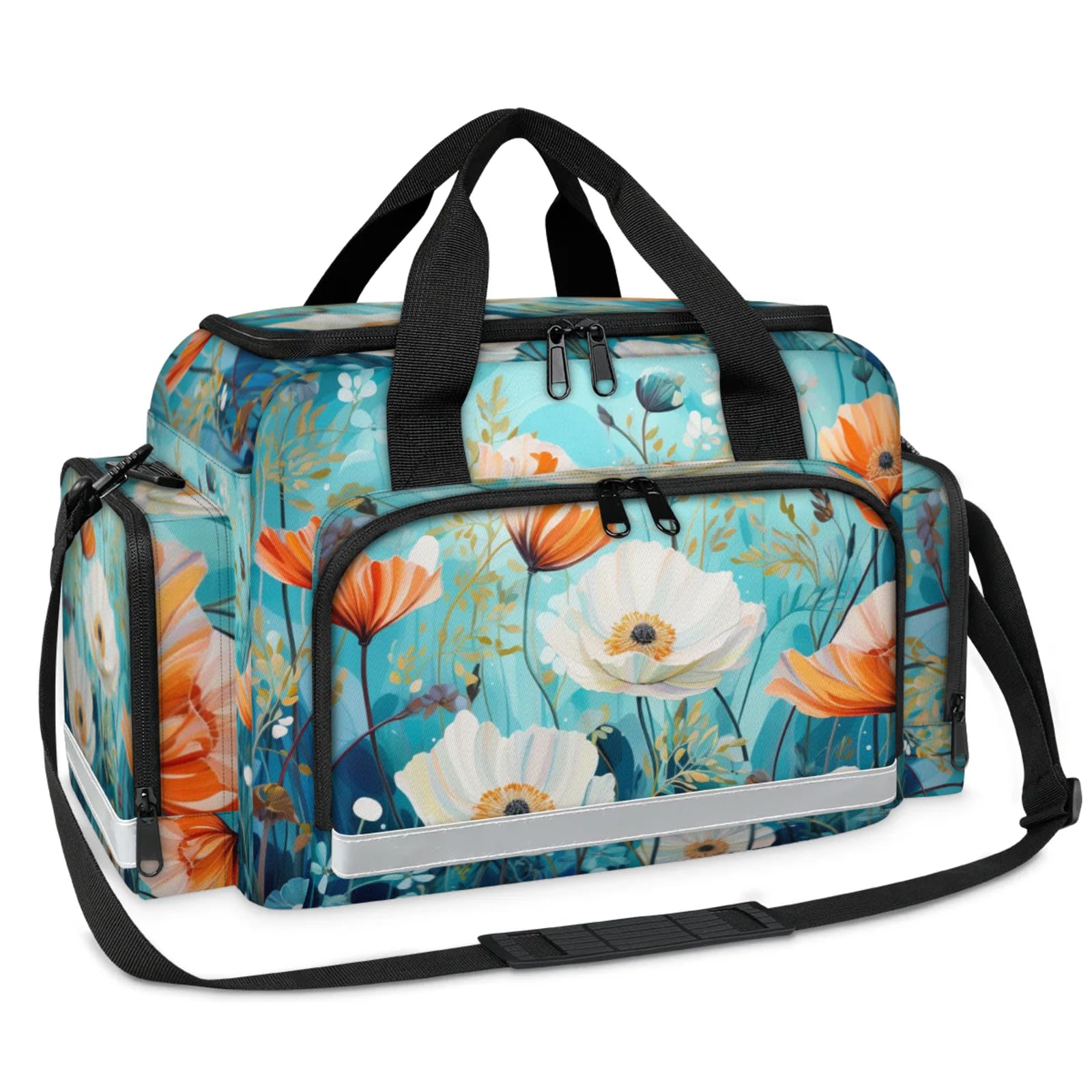 GzLeyigou First Aid Bags Empty, Watercolor Tulip Emergency Bag First Aid Kit Multiple Compartment Kit Carrier On Call Trauma Bag For Paramedics Emergency Medical Supplies Kit