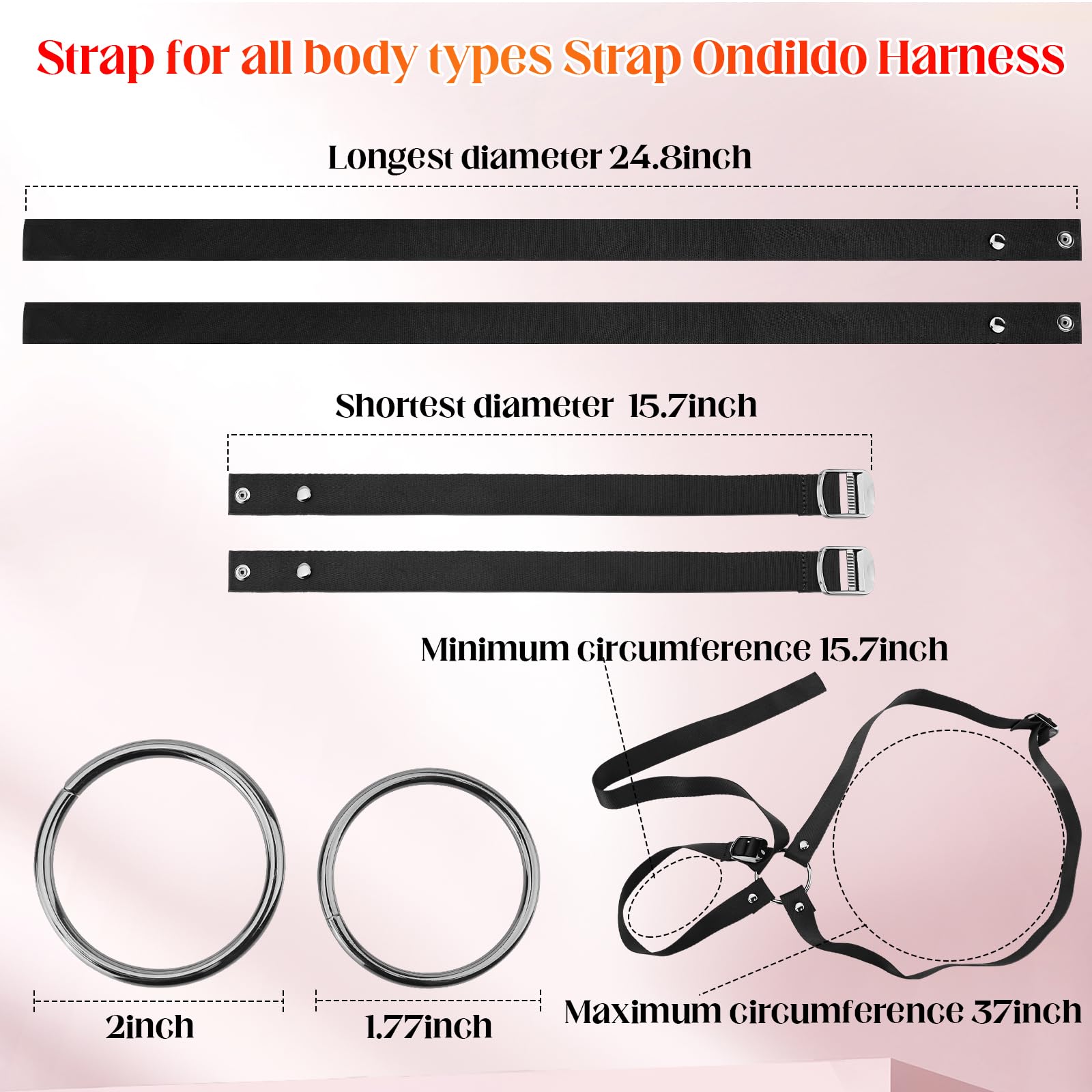 Strap On Dildo Harness, Adult Sex Toys for Women Men Strapon Pegging Dildos, Adjustable Soft Nylon Thorax Strap-on Harness with 2 Size Metal O-Rings, Oral Adult Toy for Lesbian Gay Couples Anal Play