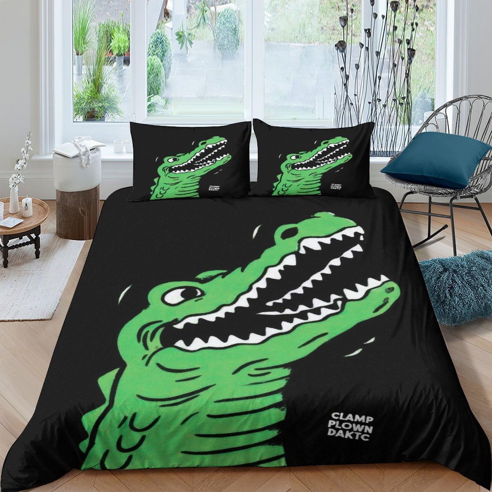 Ctjqhvkz Style-2 3D Printed Green Crocodile Fitted Sheet Microfiber Soft Cartoon Alligator Bed Cover For Bedroom Dorm Mattress Decor Single（135X200cm）