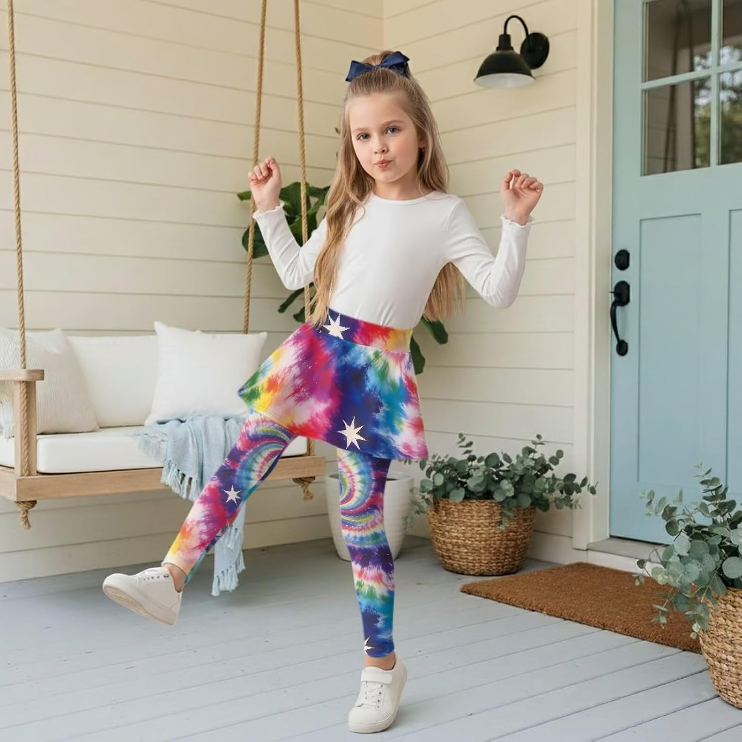Leggings for Girls Athletic Leggings High Waisted Yoga Pants Footless Skirt Pants Kids Activewear for 5-14 Y
