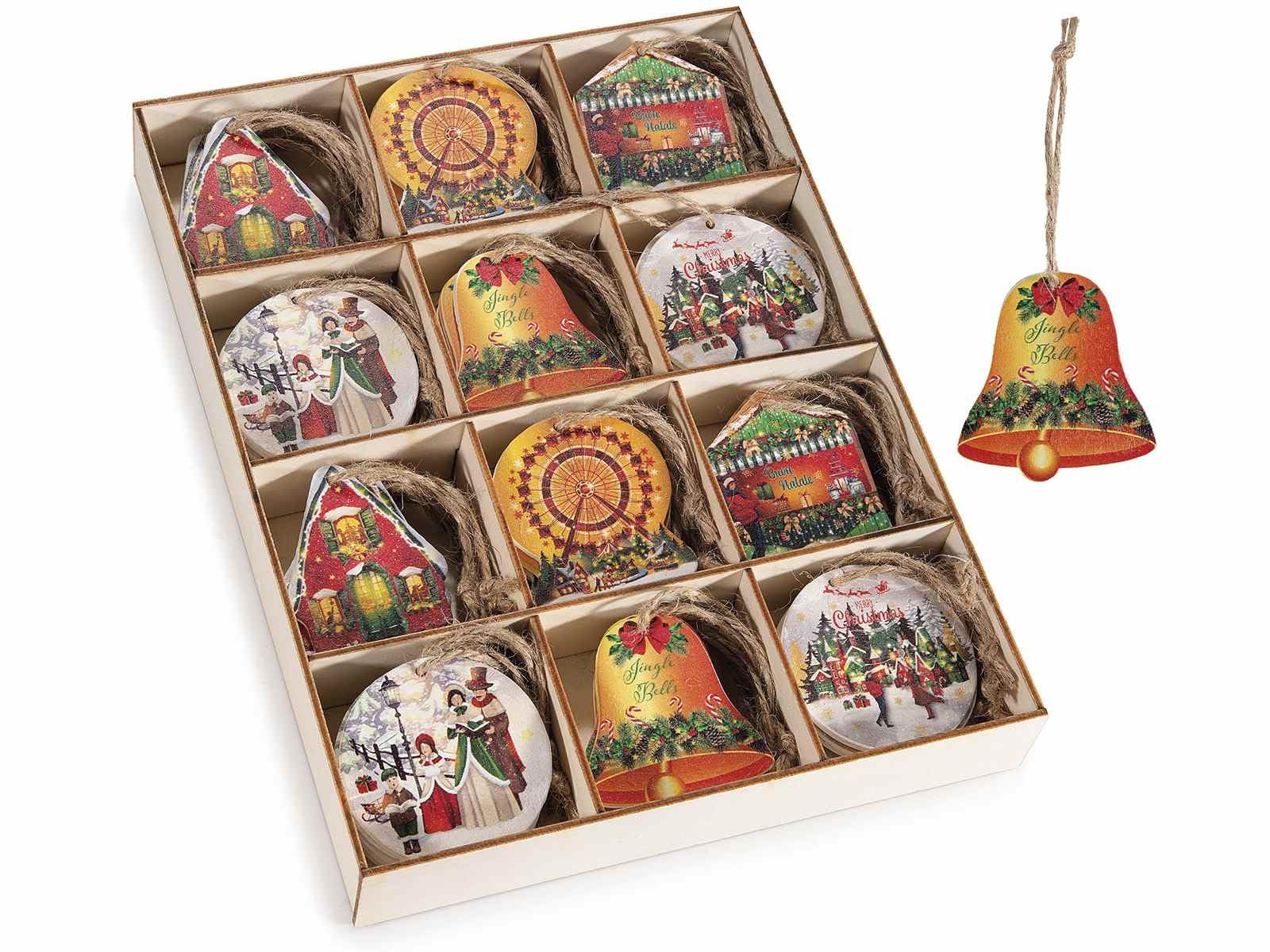 Juego de 72 adornos navideños para colgar de madera de colores – Figuras mixtas
