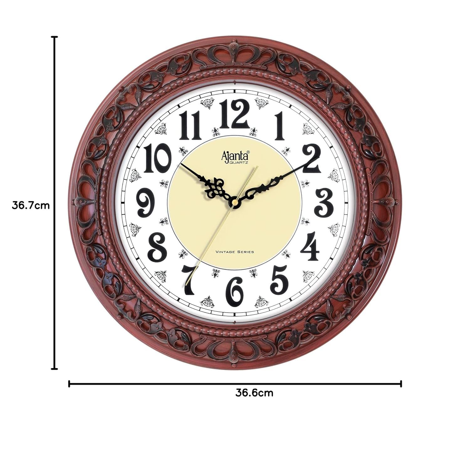 Ajanta Quartz Plastic Silent Sweep Movement Vintage Wall Clock (Mahogany, 366 x 57 x 367 mm) (B07YR2BSFF) Amazon Price History, Amazon Price Tracker