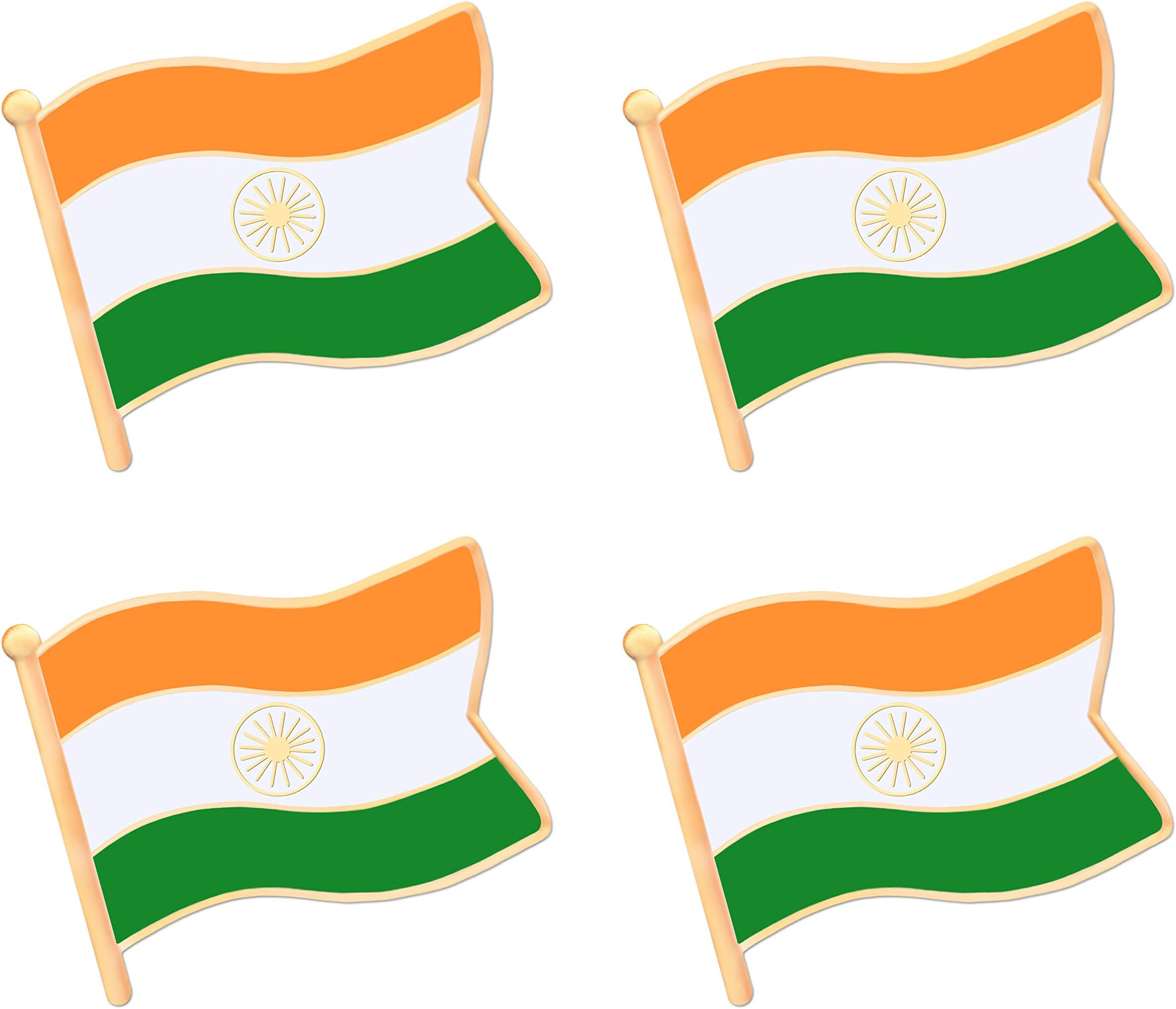 ALEY India Indian Flag Lapel Pin Decorations (4 Pack)