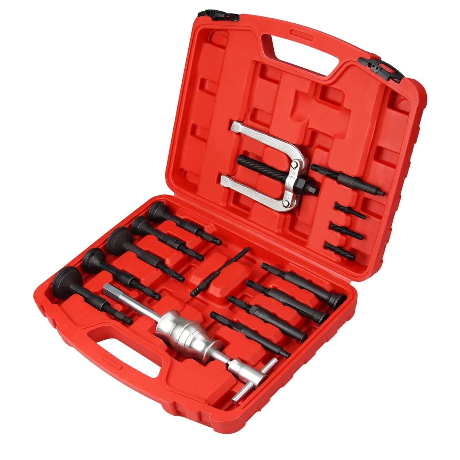 Juskaqzyi One Color Tool Chest Blind Hole Collet Bearing Race And Seal Puller Extractor Kit 16 Pcs U-Shaped Whee Bearing Puller Set Slide Toolbox