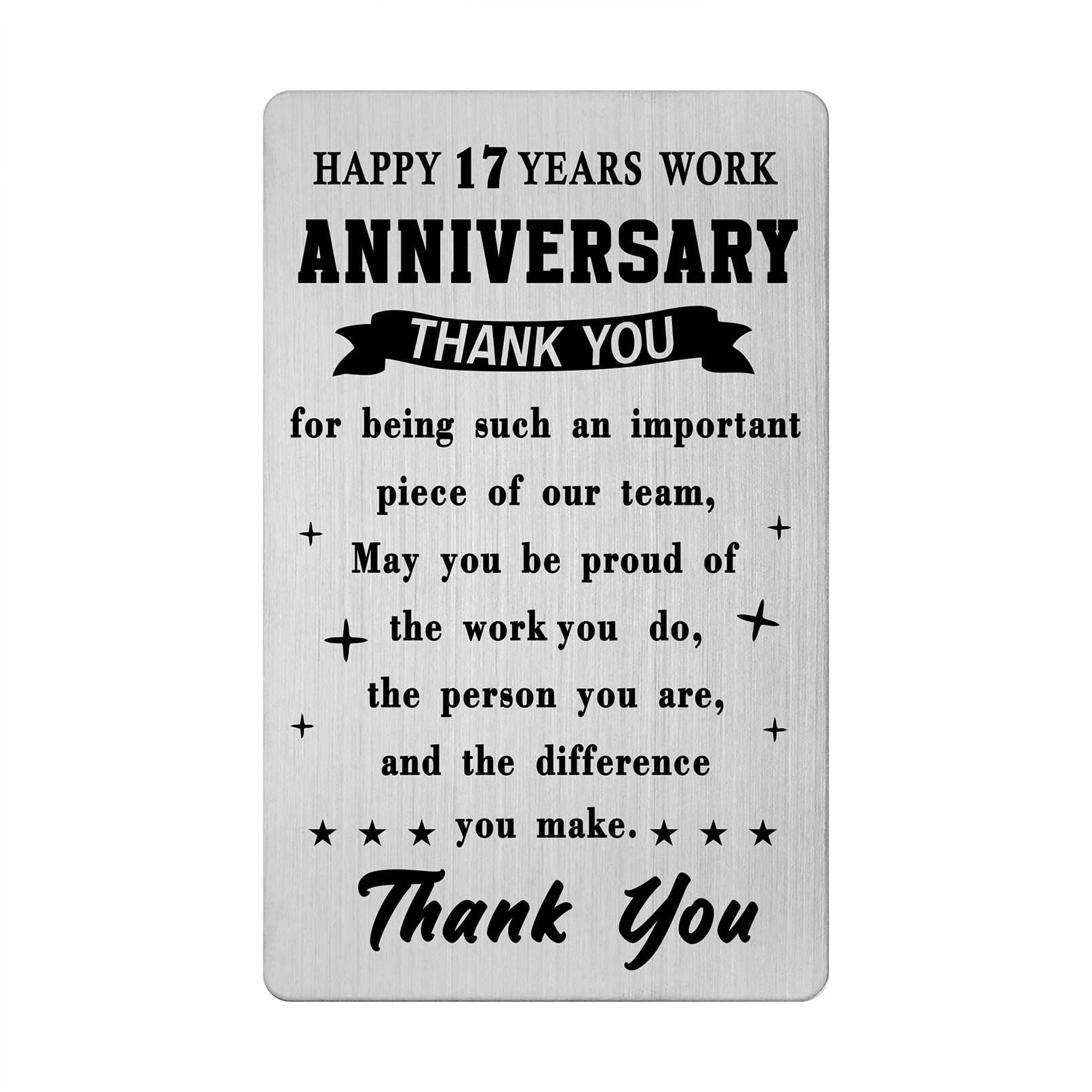 Emideary Happy 17 Years Work Anniversary Keepsake Card for Women Men