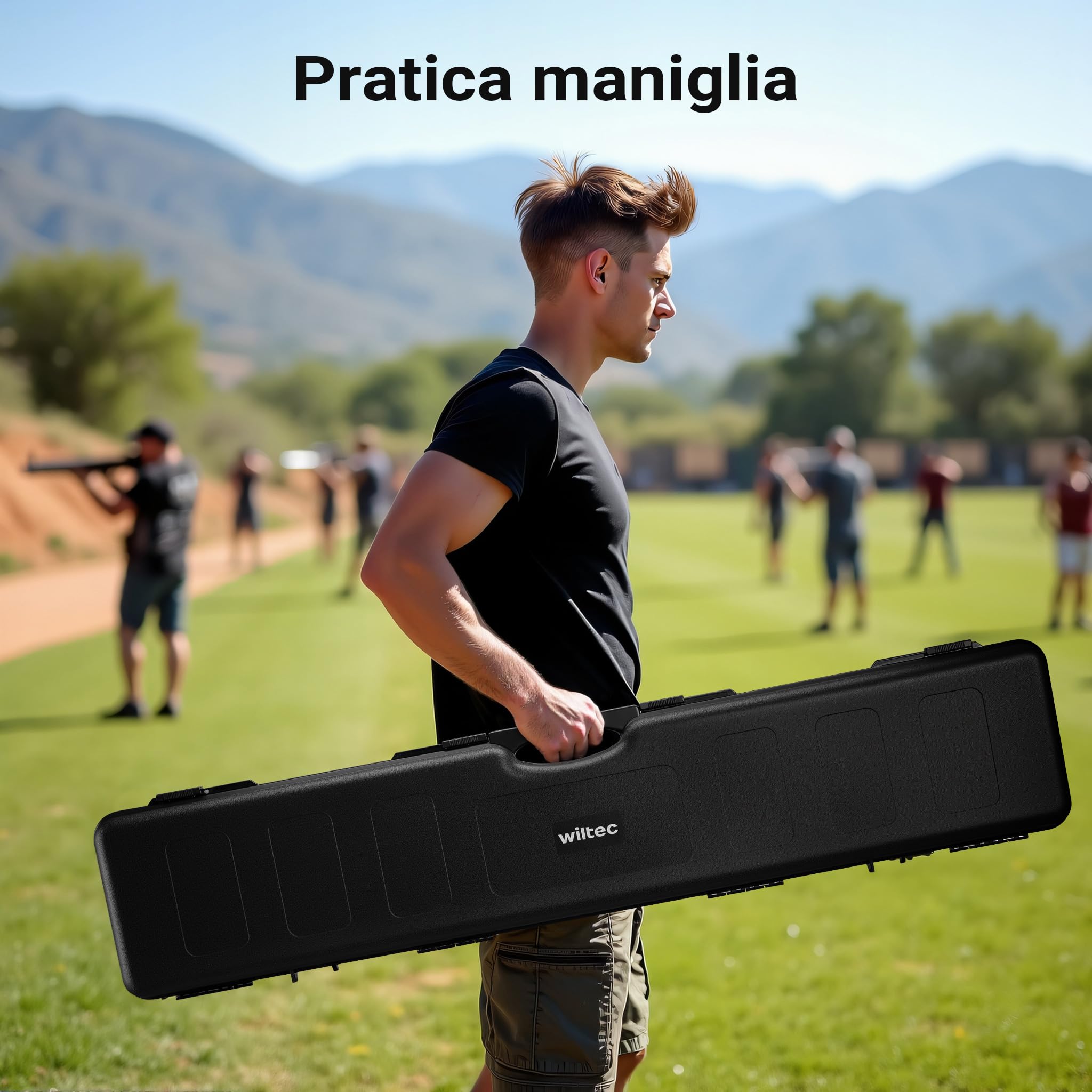 Wiltec Valigetta porta armi, Custodia per due fucili 34,5" con cannocchiale, interno imbottito antiurto
