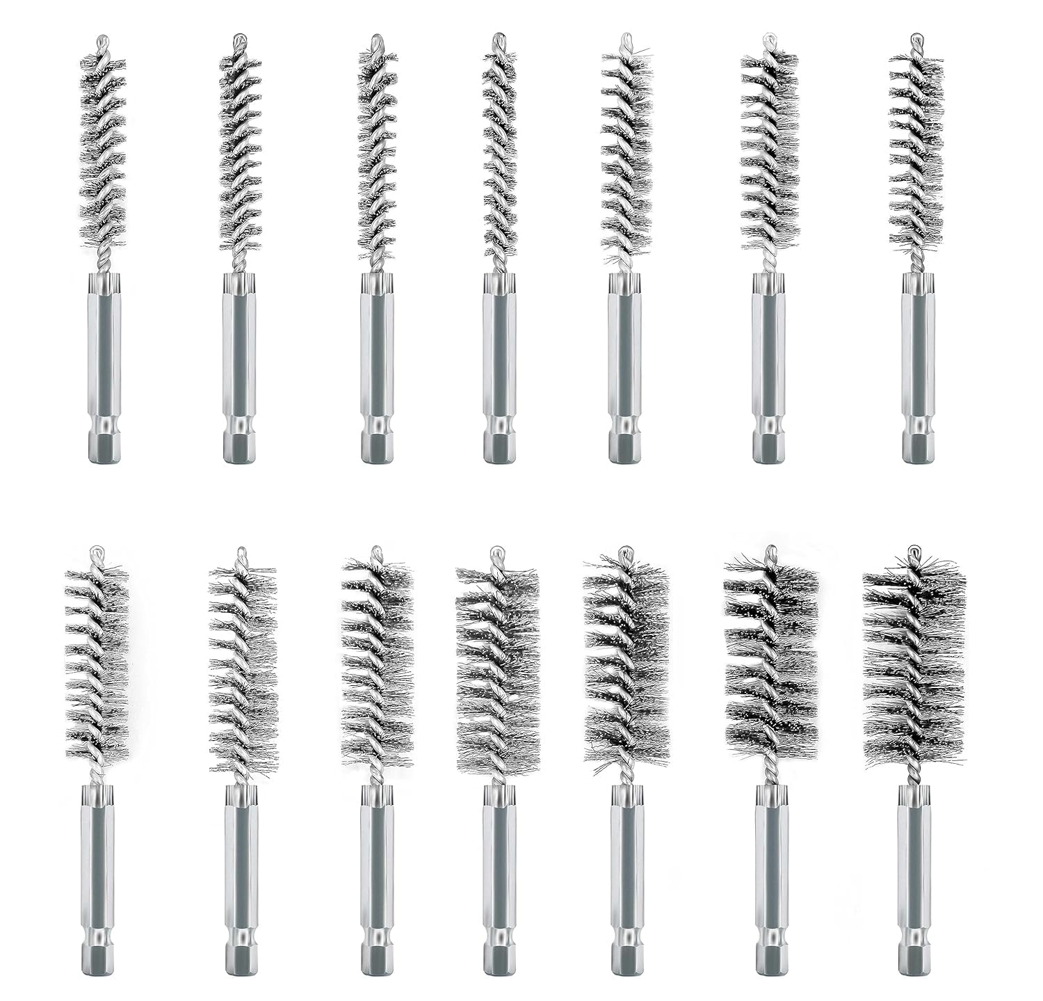 14 PCS Stainless Steel Bore Brush for Drill, Twisted Wire Stainless Steel Wire Brush Metal Bore Cleaning Cleaning Brushes with 1/4