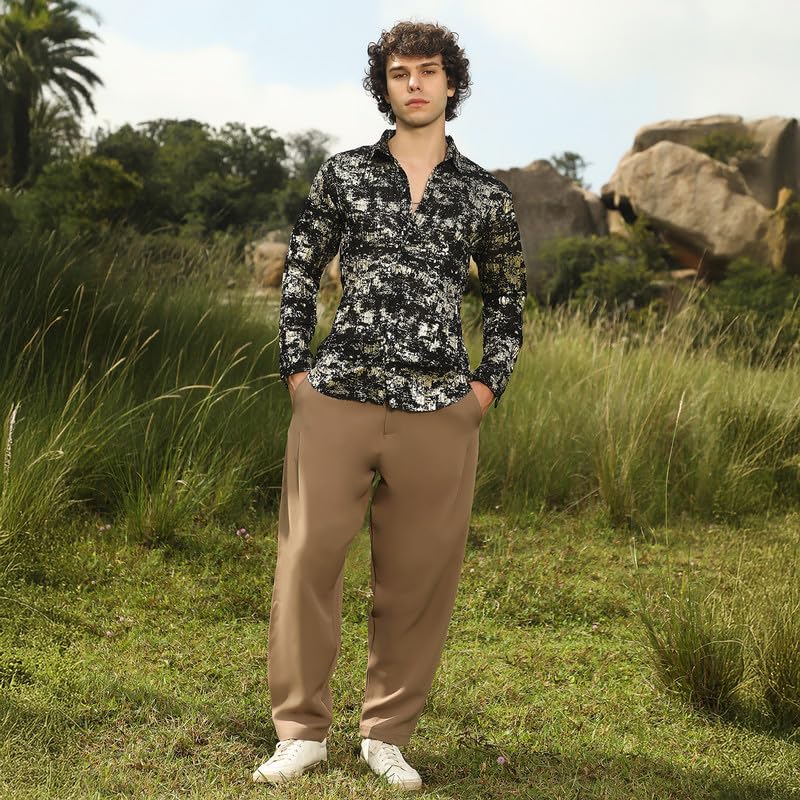 Image of CAHOOT Men's Shirt for Casual Wear | Spread Collar | Long Cuffed Sleeves | Button Closure | Shirt Crafted with Comfort Fit for Everyday Wear