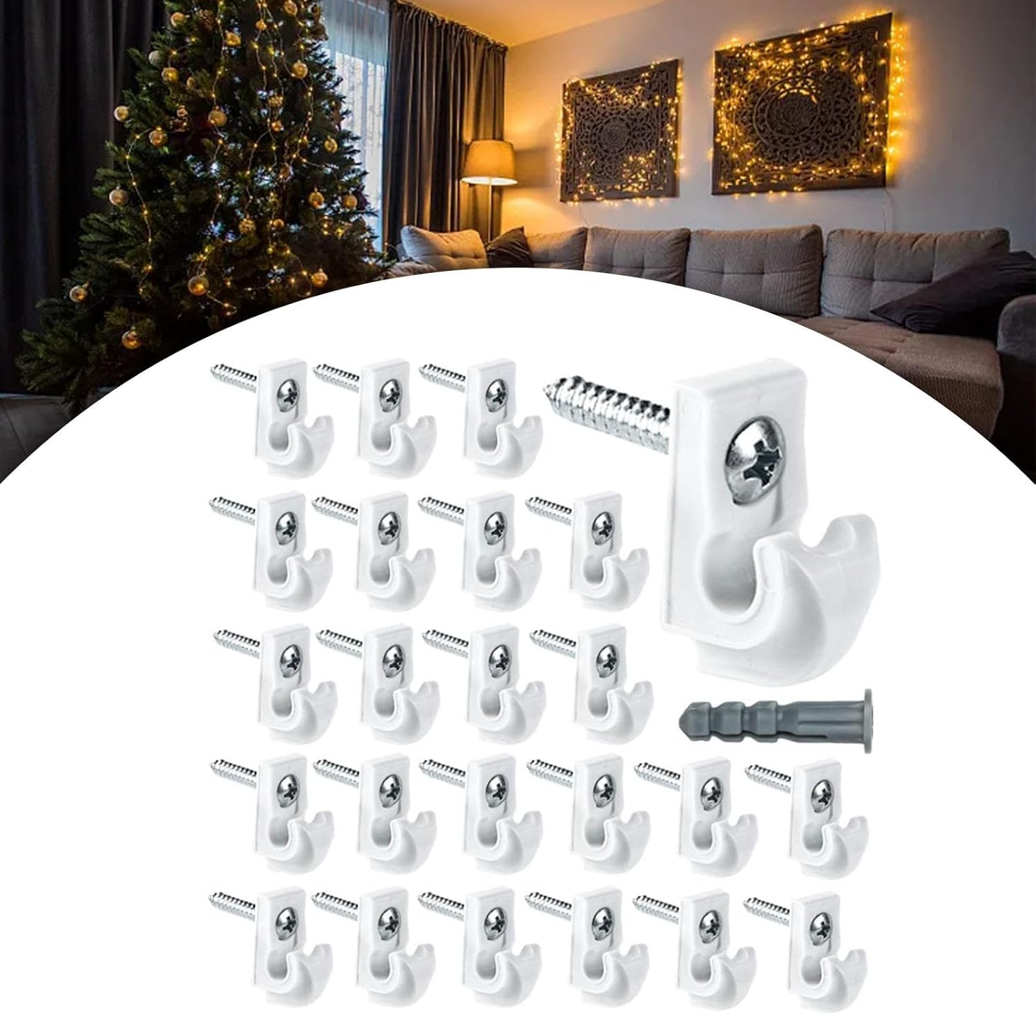 24x White Down Wall Clip Shelf Bracket Sturdy for Wire Closet Shelving Easy to Use Included Clips Screws Closet Shelves Clips