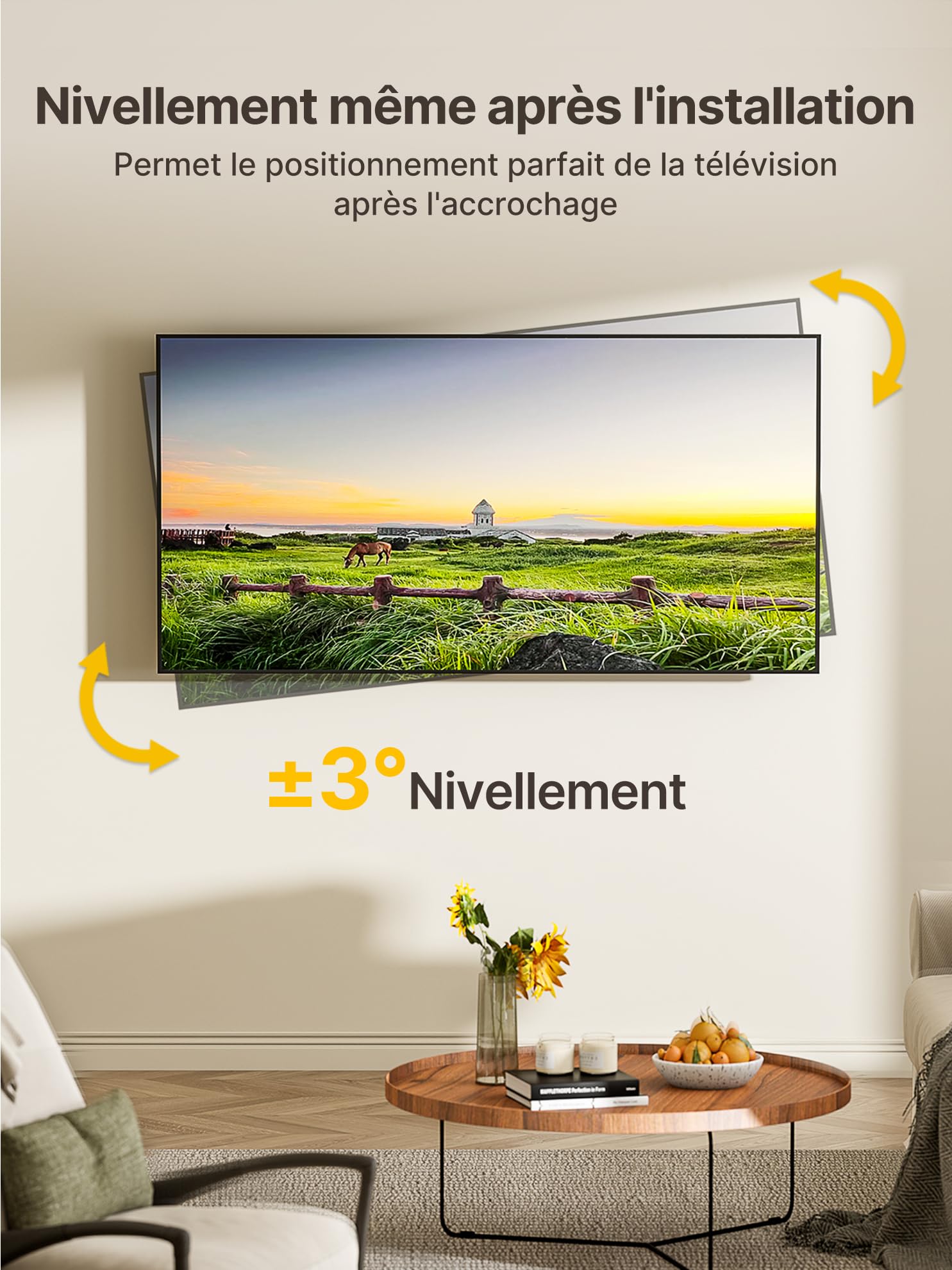 monTEK Support Mural TV à Extra Longue Portée 728mm, pour écrans 23"-65" | Fixation Murale TV jusqu'à 35kg, Orientable et Inclinable, Support TV d'angle, Extension Longue Distance, Max VESA 400x400 mm