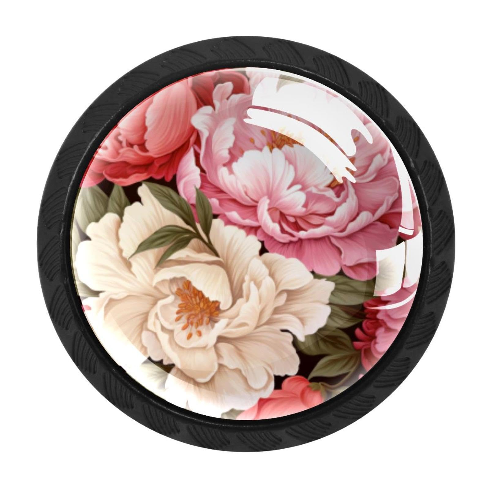 CHENZZZZ 4 Pack Cabinet Handles Black Peony Cabinet Knobs Draw