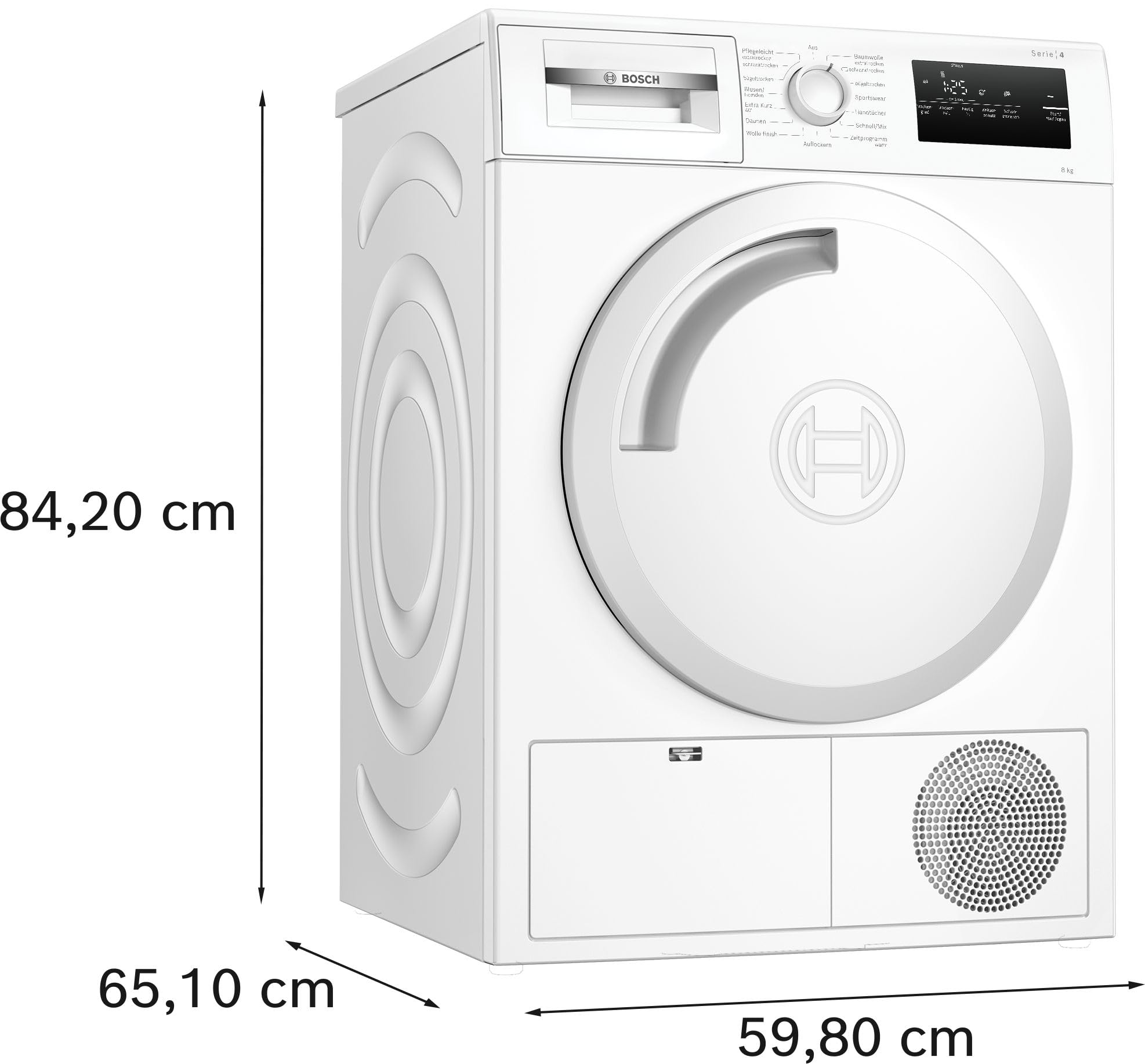 Bosch WTH83VV3 Serie 4 Wärmepumpentrockner, 8 kg, 236 kWh pro Jahr, AutoDry optimale Trocknung, Sensitive Drying-System textilschonende Trocknung, Umweltfreundliches Kühlmittel, Weiß