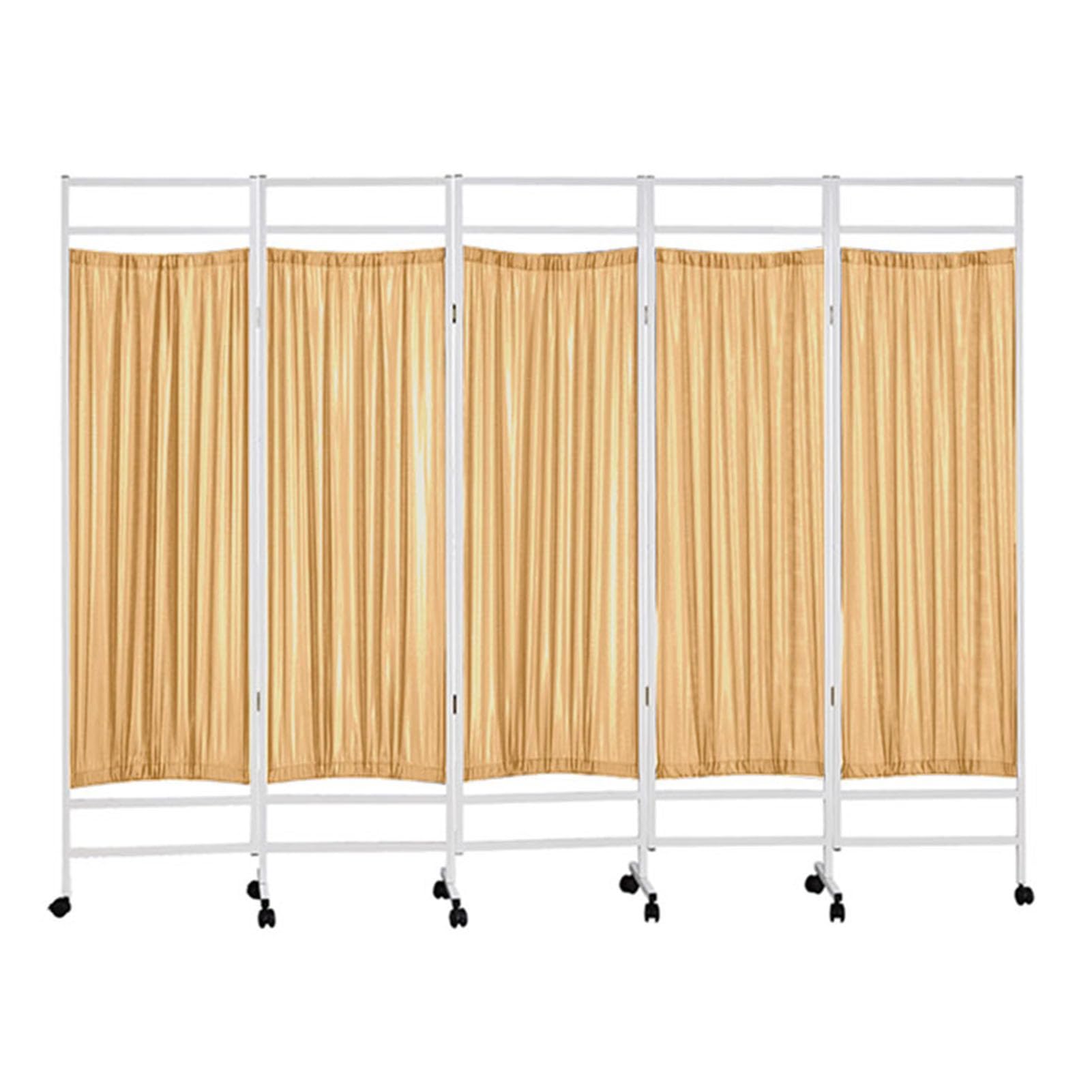 Cloison de séparation de pièce pliable à 36 panneaux avec roulettes pour utilisation en intérieur et bureau/hôpital (jaune, 5 panneaux)