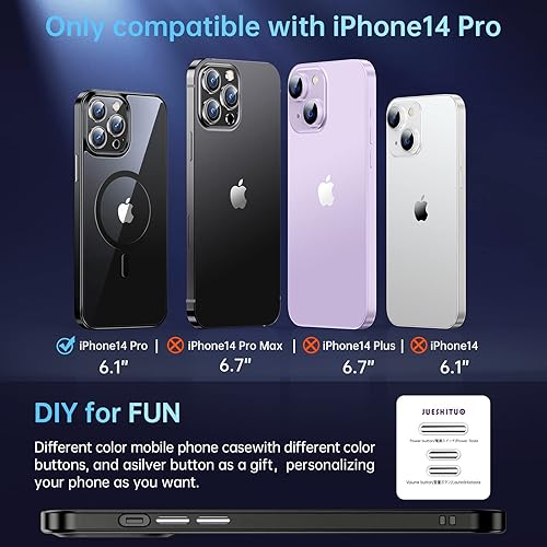 Miniatura 2 de Funda magnética delgada transparente para iPhone 14 Pro no amarillea Protección de grado militar Imanes fuertes número 1 JUESHITUO compatible con