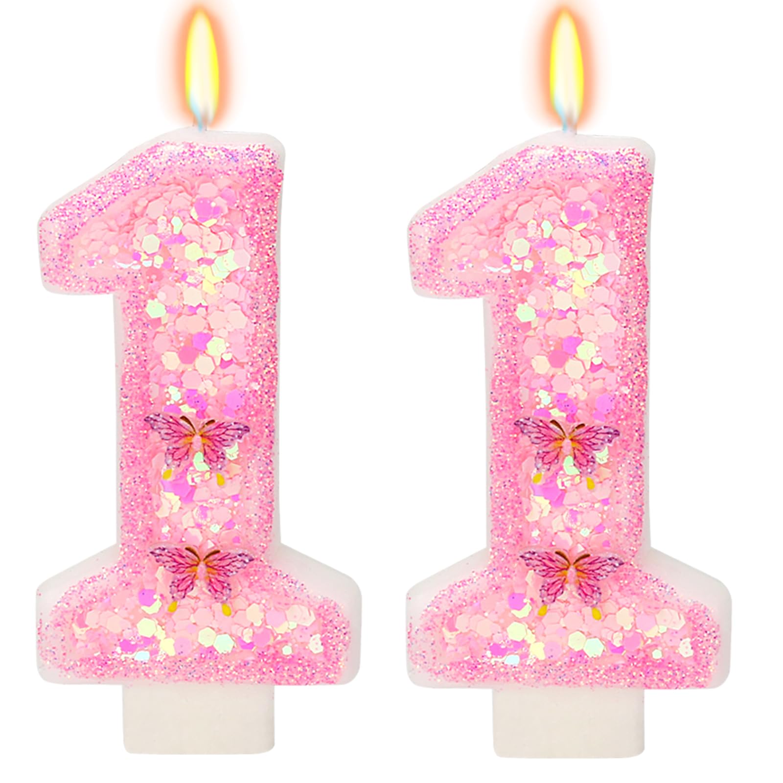 Vela de cumpleaños número 11, velas de cumpleaños de mariposa para pasteles, decoraciones de fiesta de cumpleaños, suministros de fiesta temática, decoración de pastel de boda, decoración de
