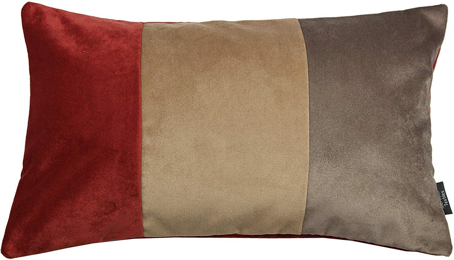 McAlister TextilesLuxury Velvet Cushion Cover - 3 Colour Oblong Scatter Cushions Orange, Caramel & Mocha Brown 60x40 Cm - 24x16 Inches For Beds & Sofa Stiped Patchwork Range