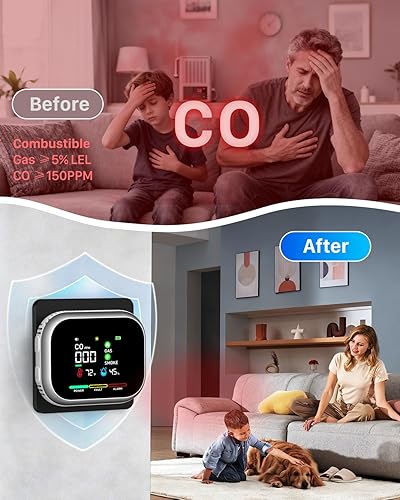 Miniatura 2 de Detector de monóxido de carbono enchufable 6 en 1 alarma de gas natural y humo con base magnética y batería de reserva - Detectores portátiles de