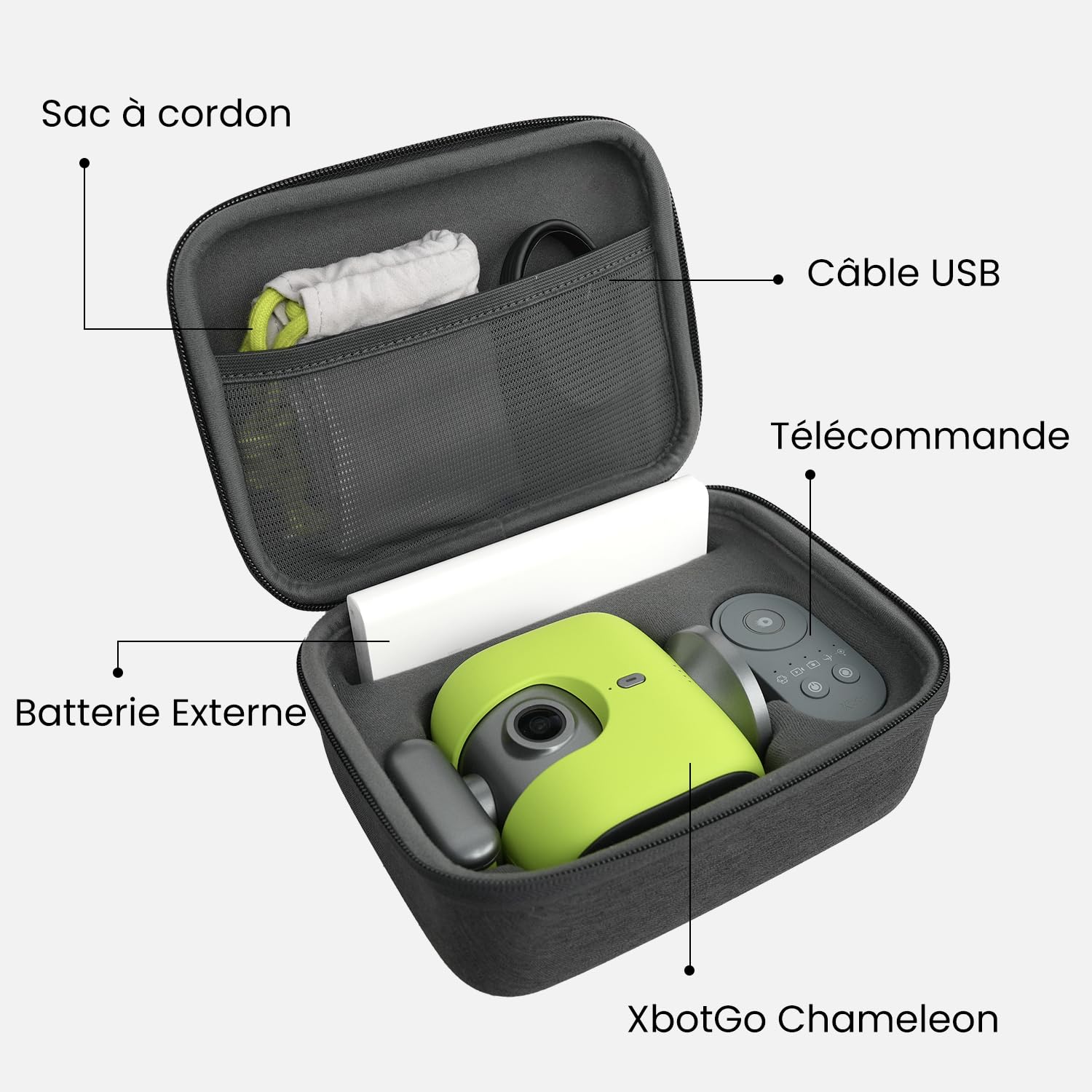 Cameleon Case – Étui de transport rigide pour l'extérieur, coupe précise pour XbotGo, résistant aux chocs, organiseur de rangement portable avec poignée